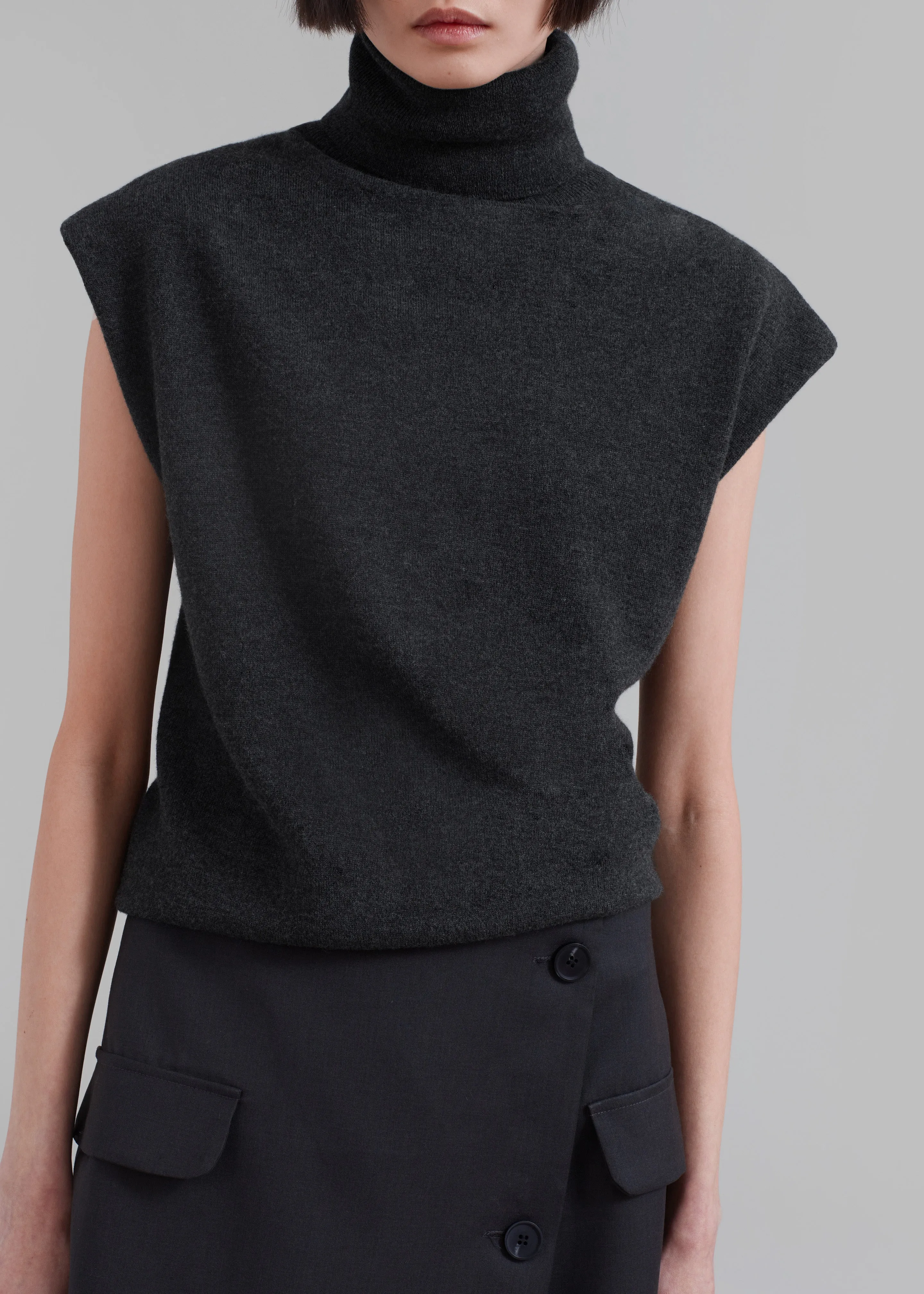 Nadia Thin Padded Sleeveless Turtleneck - Charcoal sold by Frankie Shop product image thumbnail 3