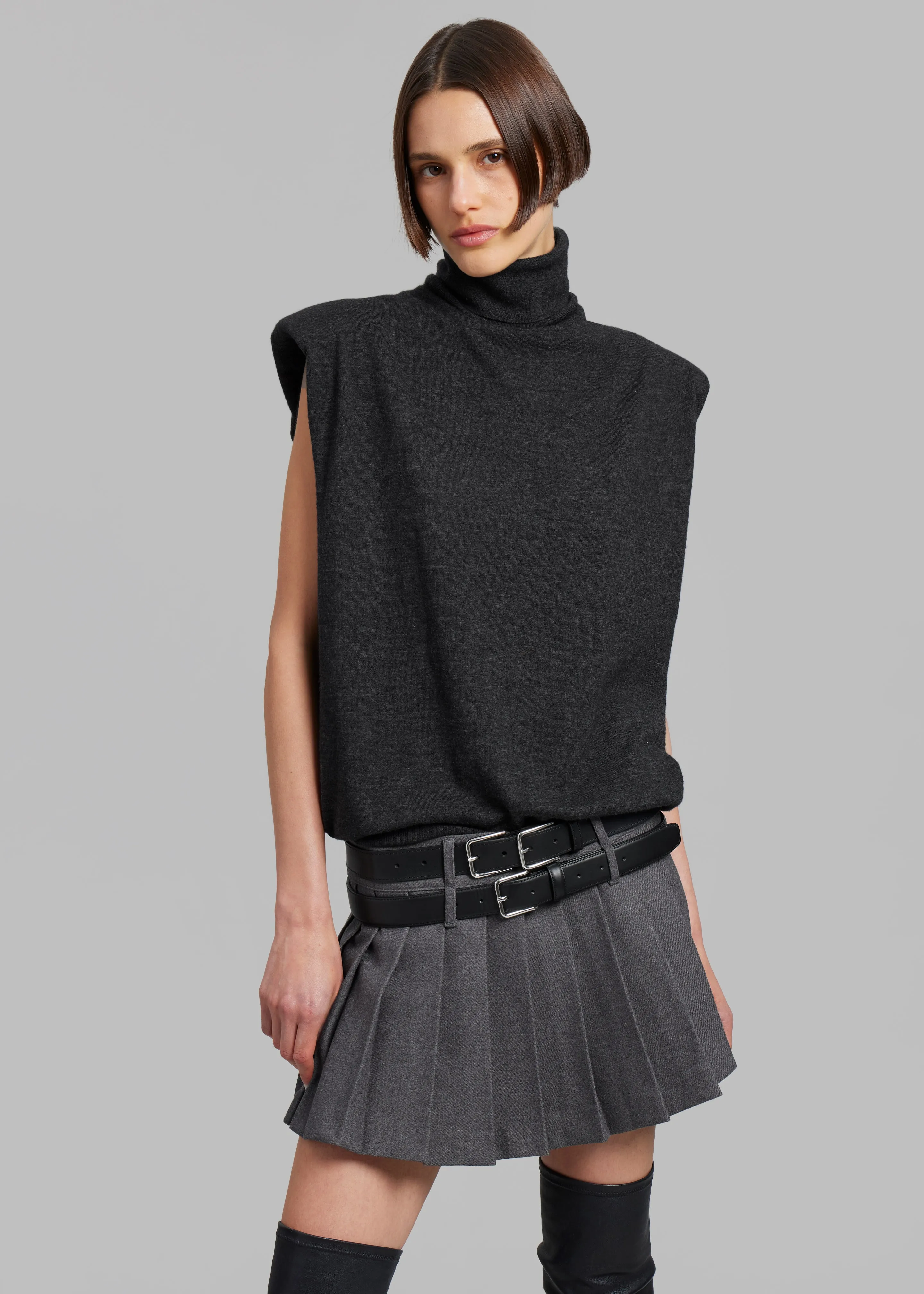 Nadia Thin Padded Sleeveless Turtleneck - Charcoal sold by Frankie Shop product image thumbnail 4