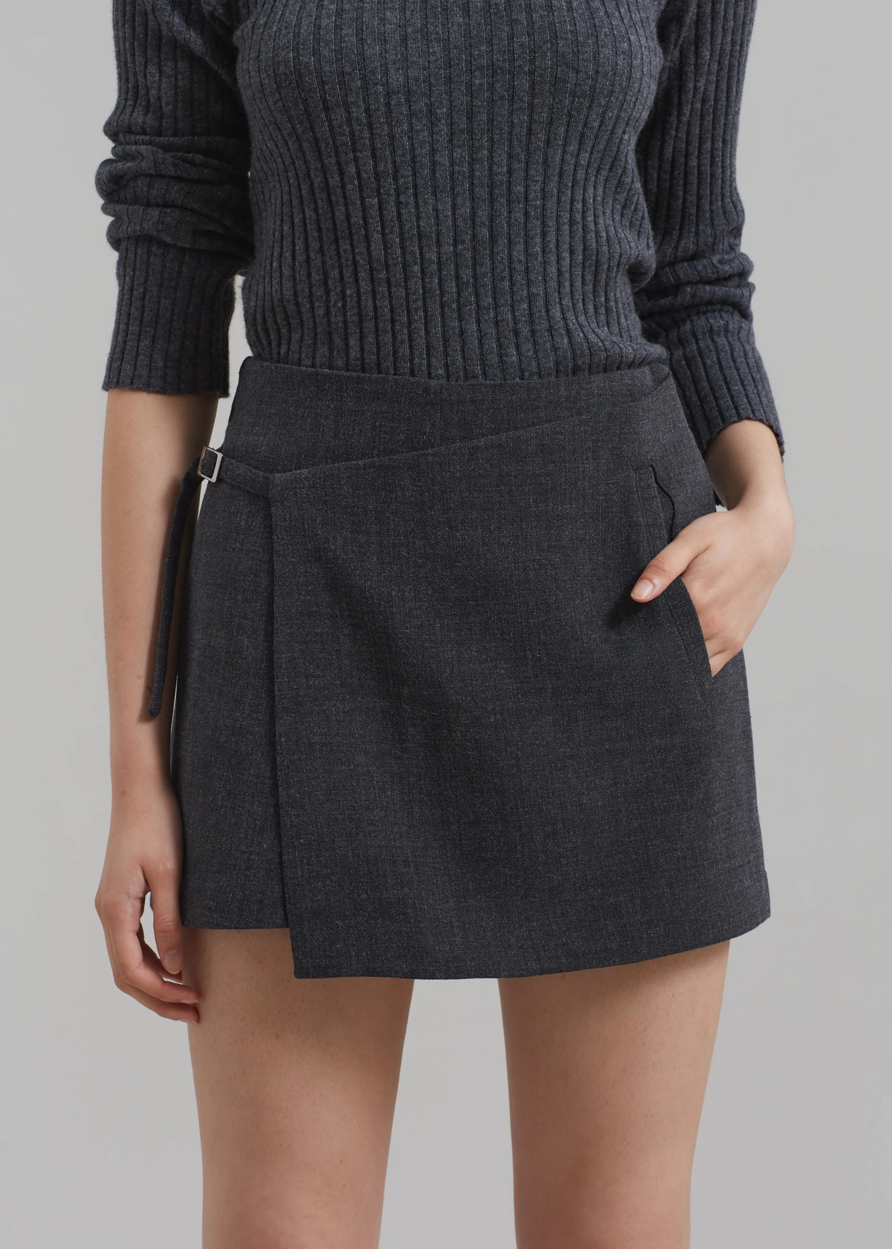 Julie Wrap Mini Skort - Charcoal | Parallel