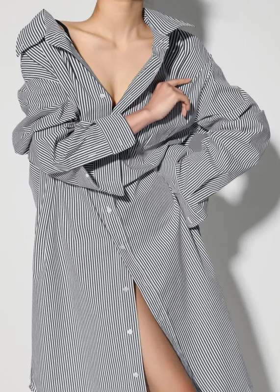 Talia Shirt Dress - Black/White Stripe sold by Frankie Shop