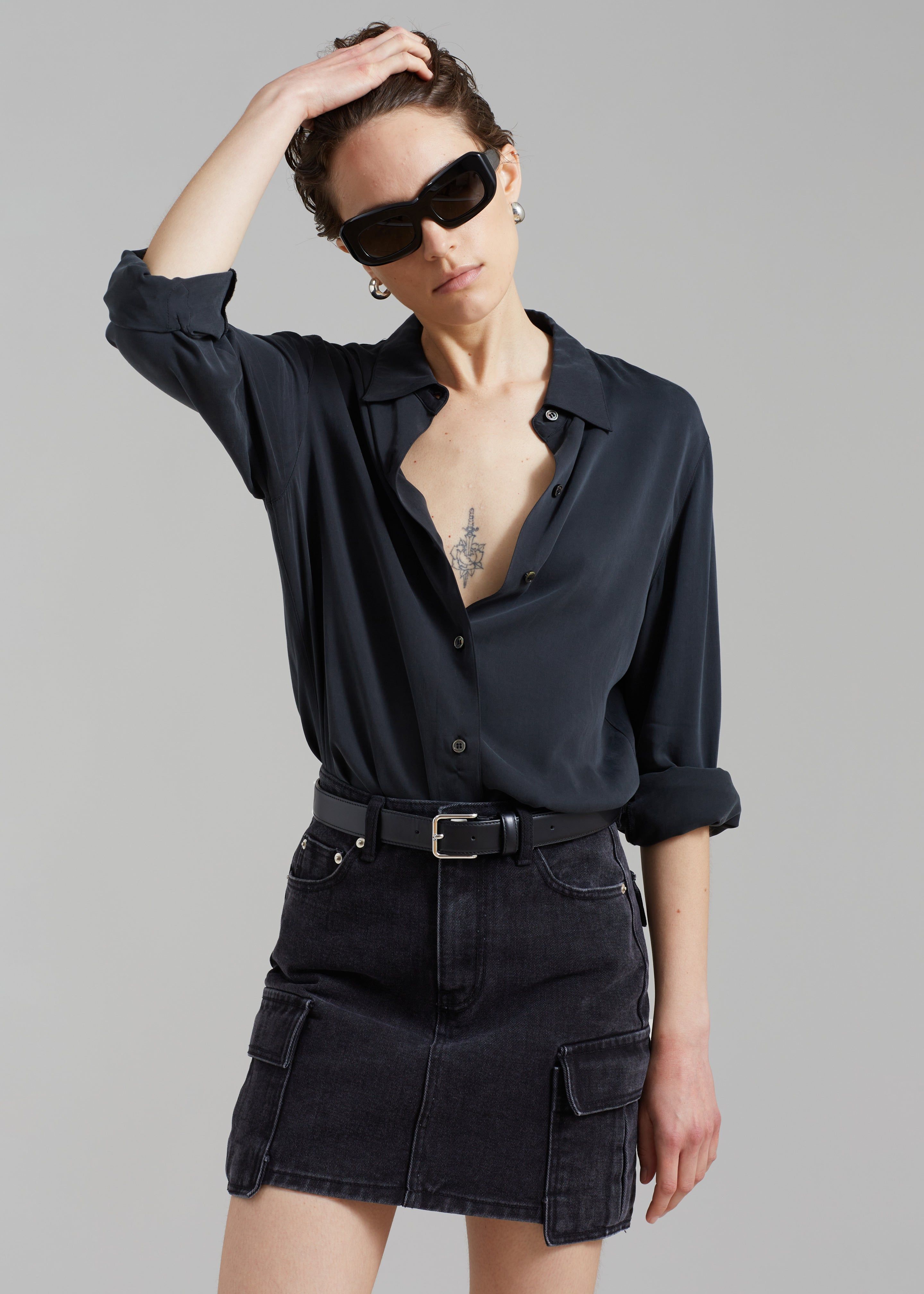 Taylor Denim Cargo Skirt - Faded Black Wash sold by Frankie Shop