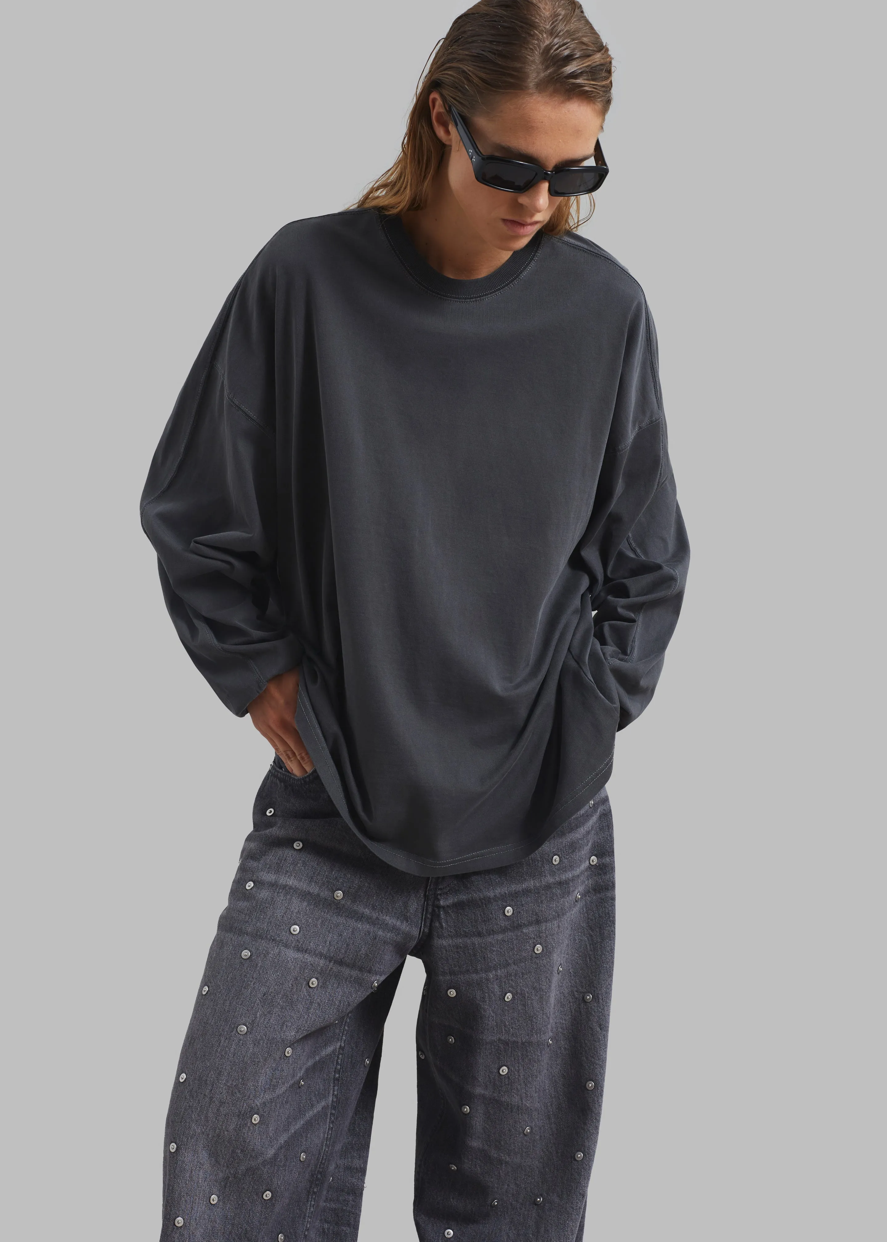 Collins Long Sleeve Tee - Charcoal sold by Frankie Shop