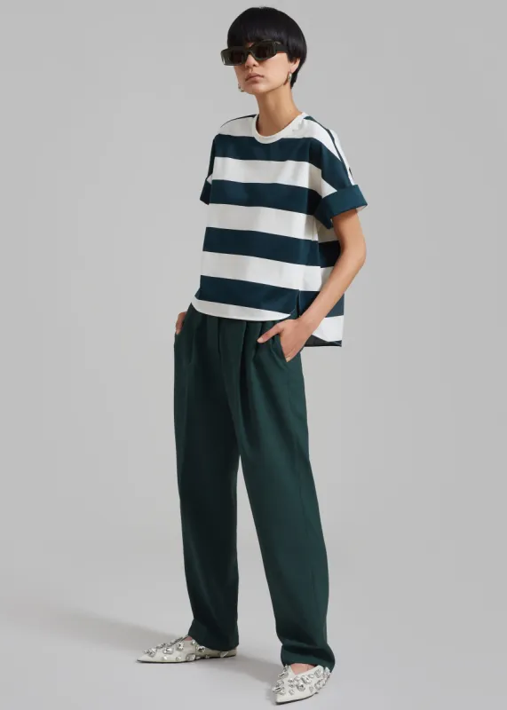 Ezra Rolled Up Tee - Green Stripe sold by Frankie Shop