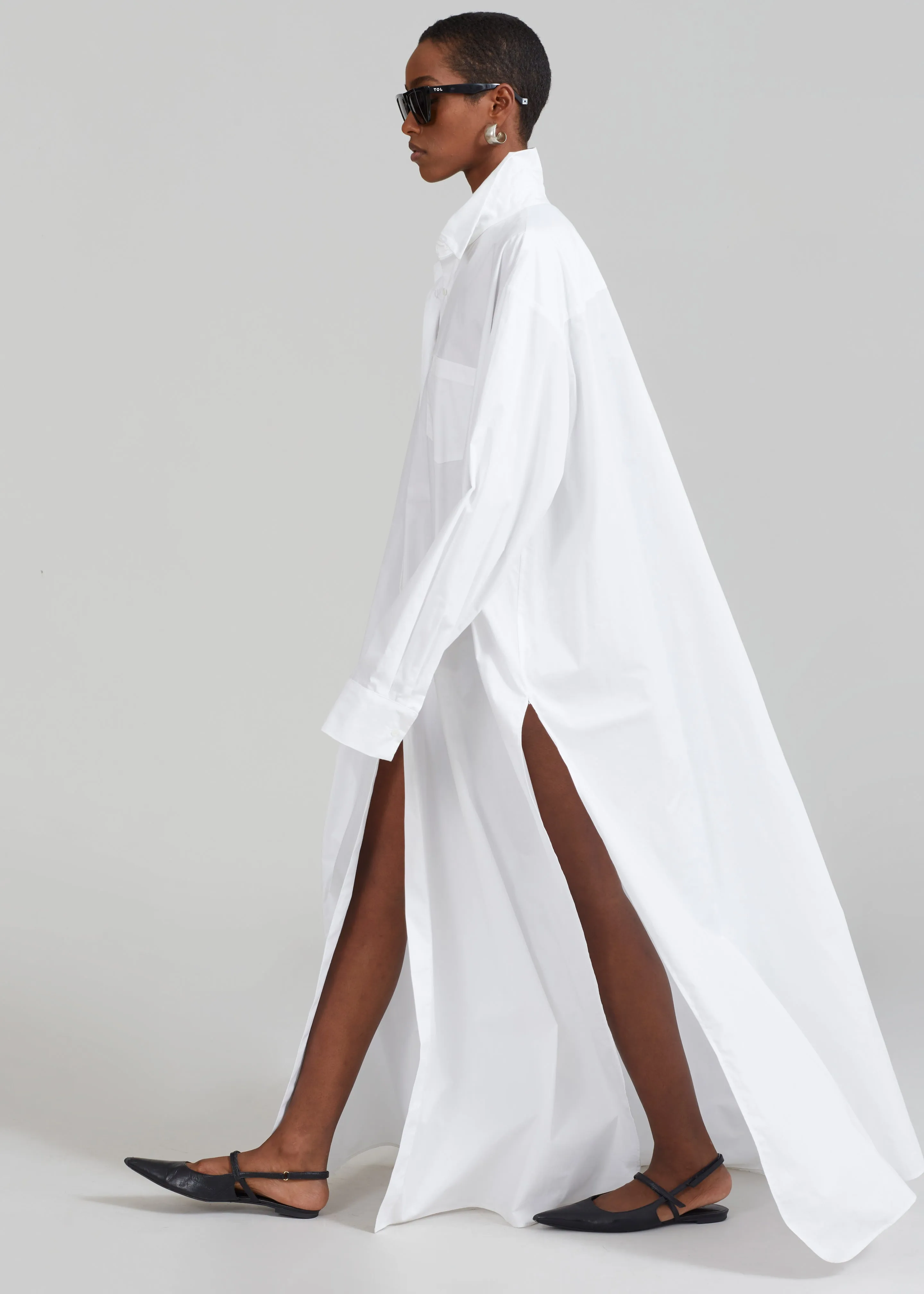 Avery Shirt Dress - White sold by Frankie Shop product image thumbnail 3
