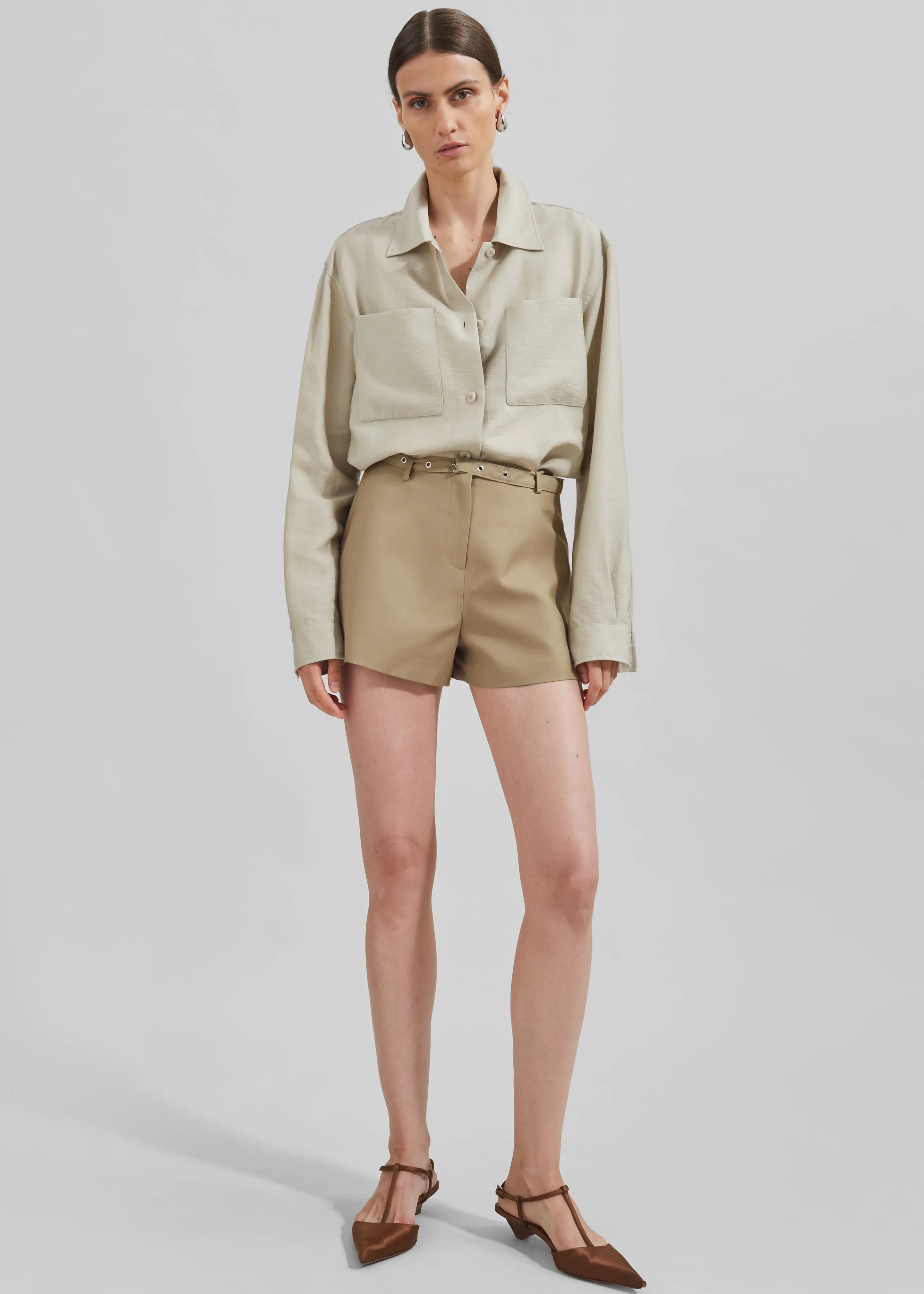 Alynn Mini Shorts - Khaki sold by Frankie Shop product image thumbnail 4