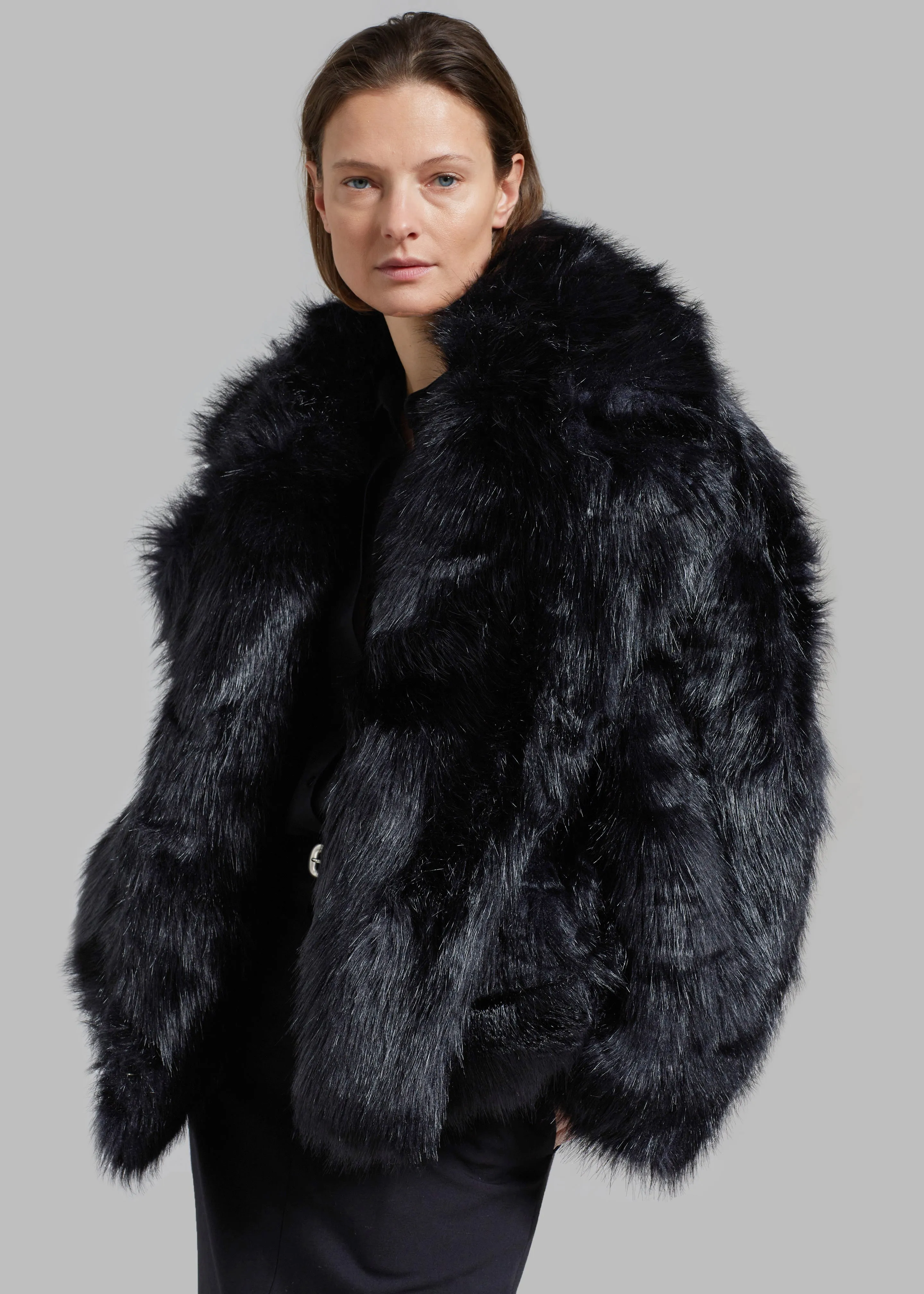 Fallon Short Faux Fur Coat - Black sold by Frankie Shop