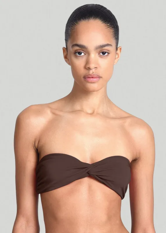 Aexae Ruched Bandeau Swim Top - Brown sold by Frankie Shop