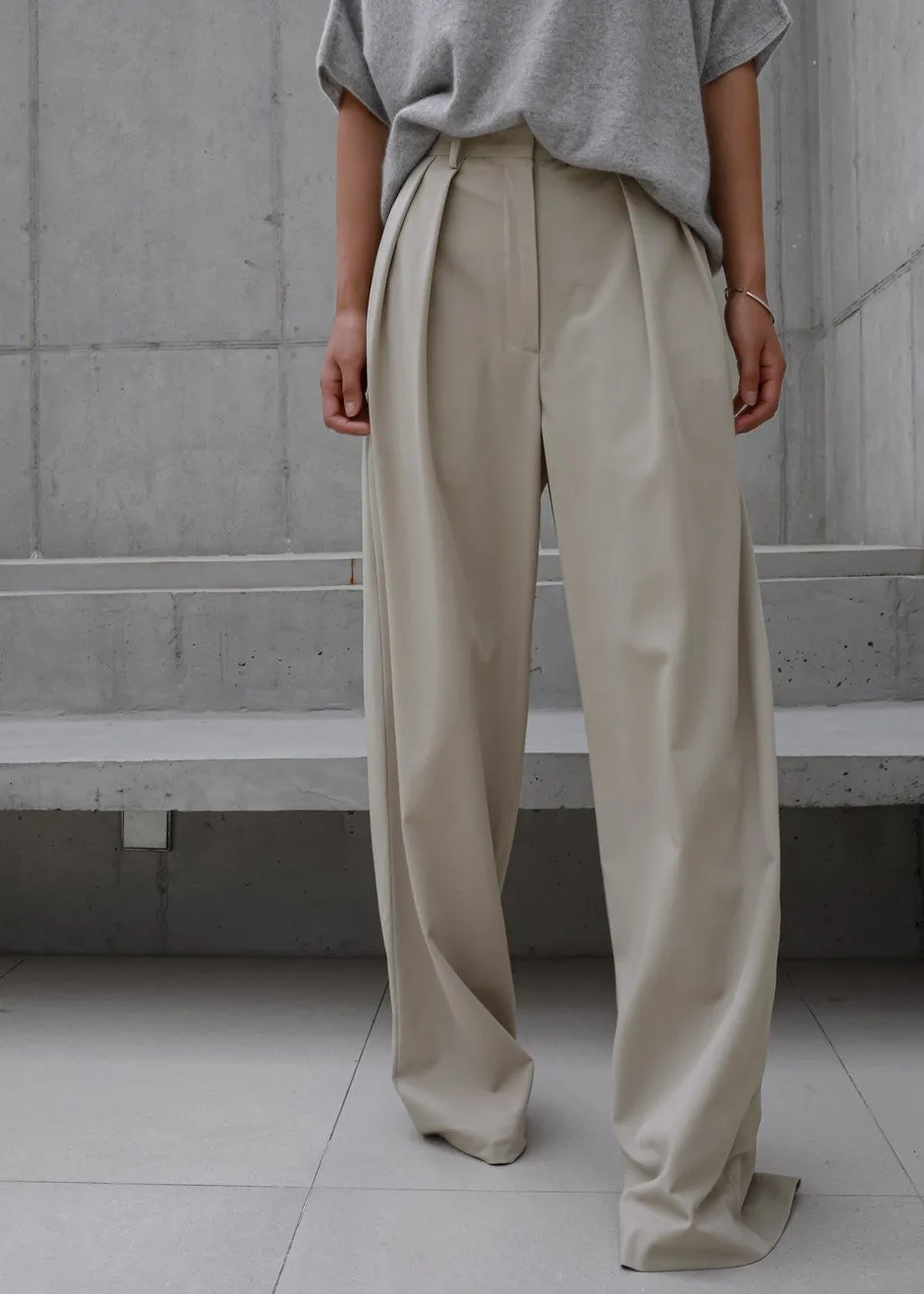 Tansy Pleated Trousers - Beige sold by Frankie Shop