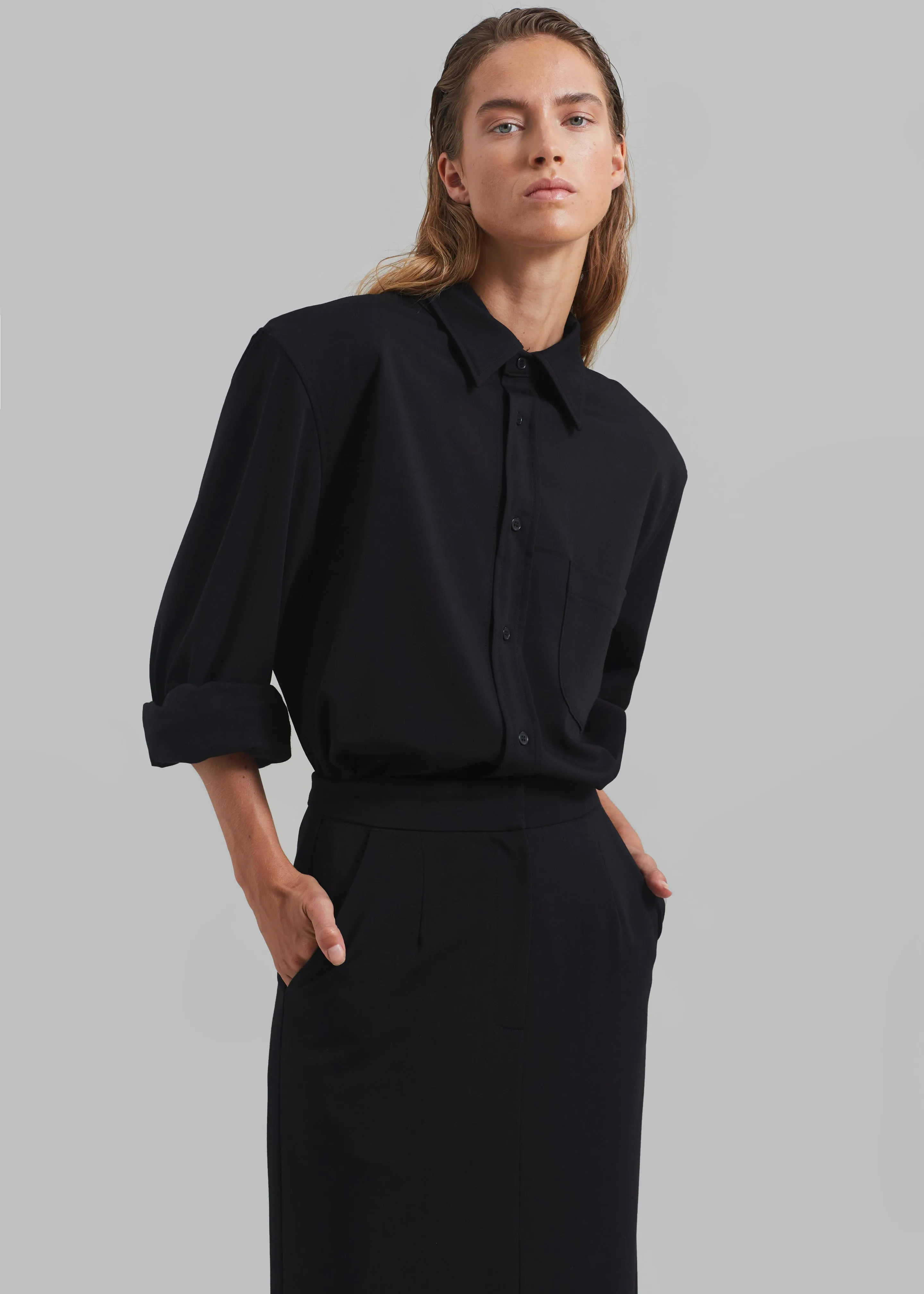 Hollis Padded Shoulder Shirt - Black sold by Frankie Shop product image thumbnail 2