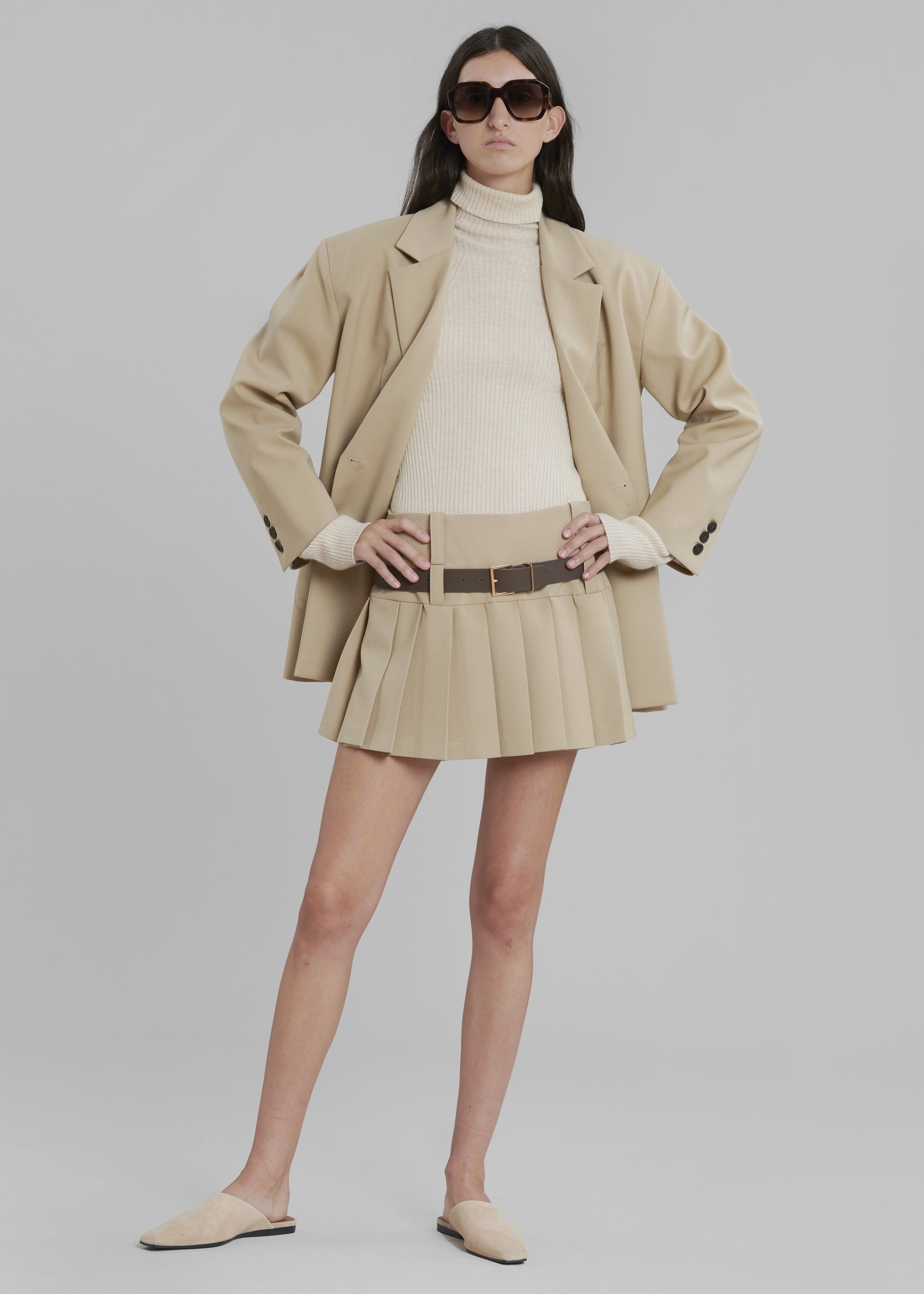Nicole Pleated Mini Skirt - Camel sold by Frankie Shop product image thumbnail 2