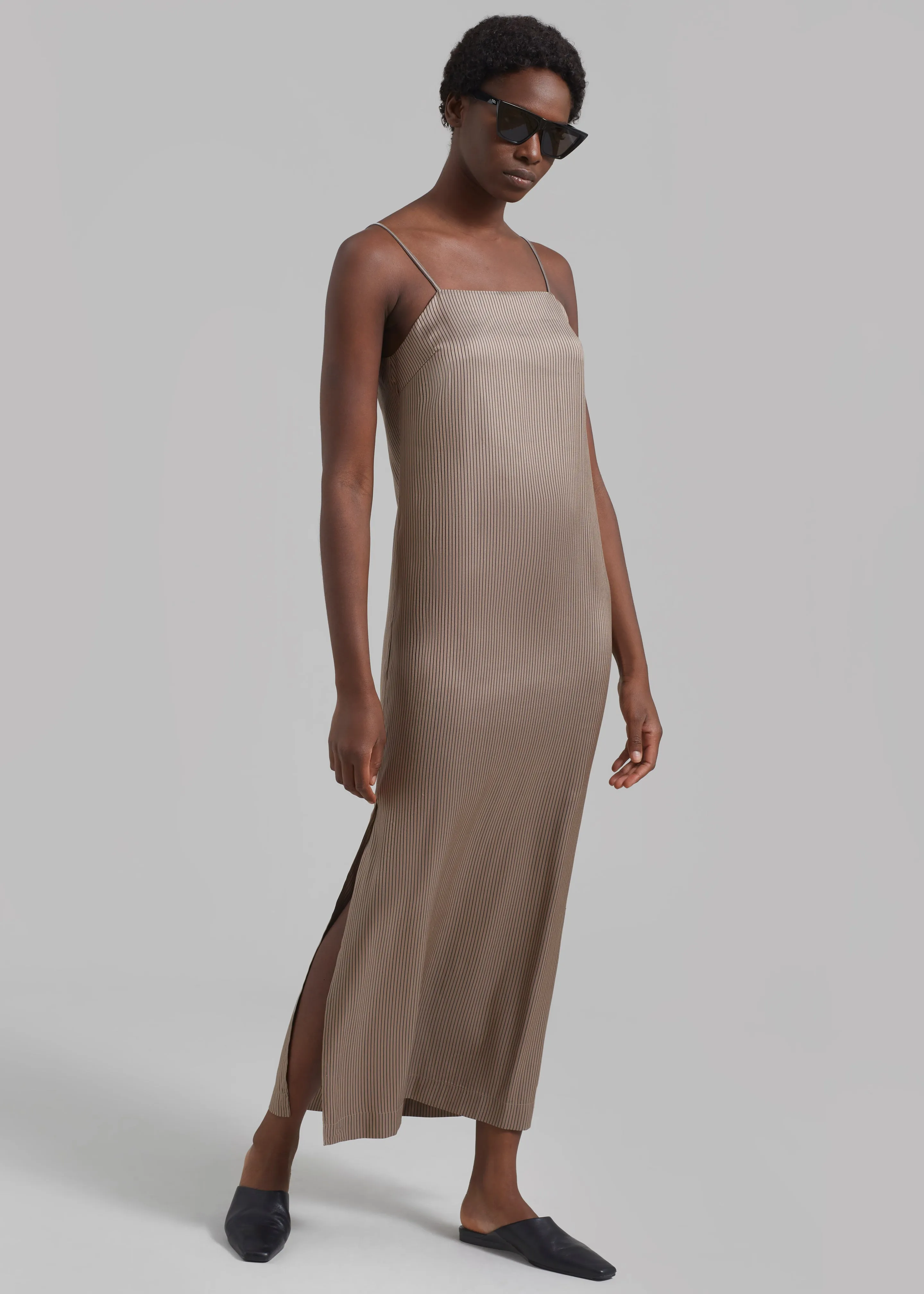 Loulou Studio Arja Long Dress - Brown/Black sold by Frankie Shop