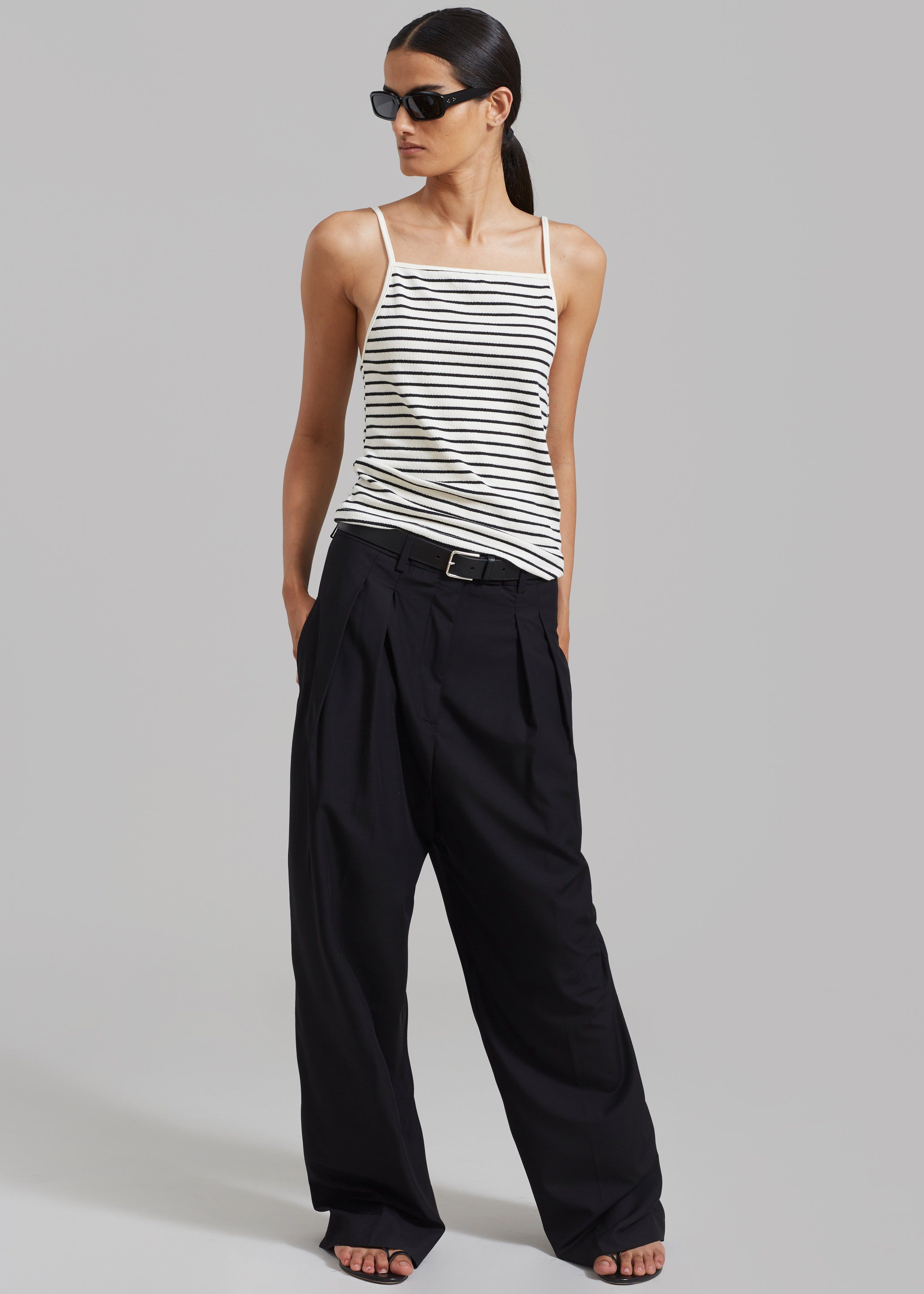 Maggie Sleeveless Top - White/Black Stripe sold by Frankie Shop