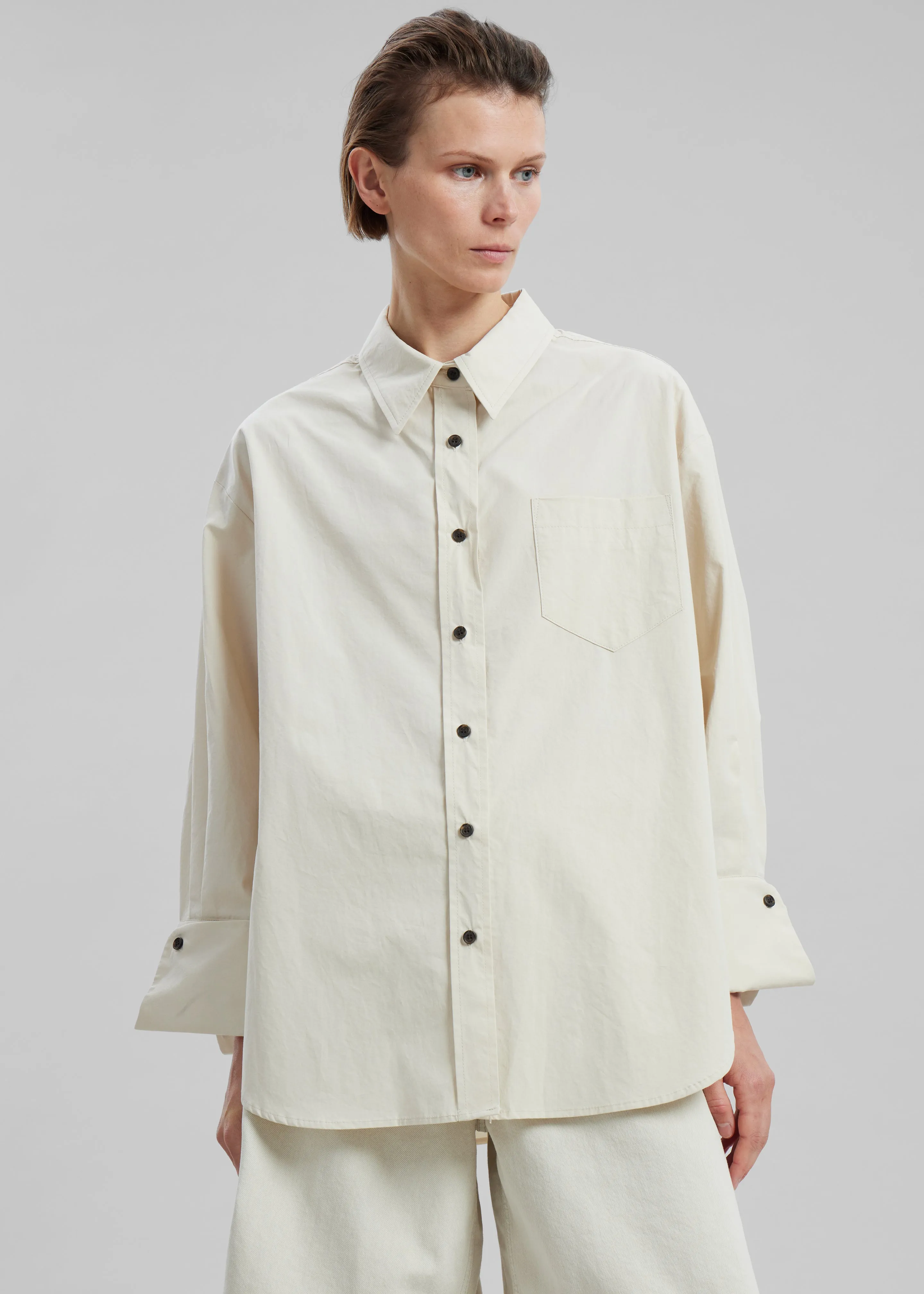 Zuri Boxy Button Up Shirt - Cream sold by Frankie Shop product image thumbnail 5