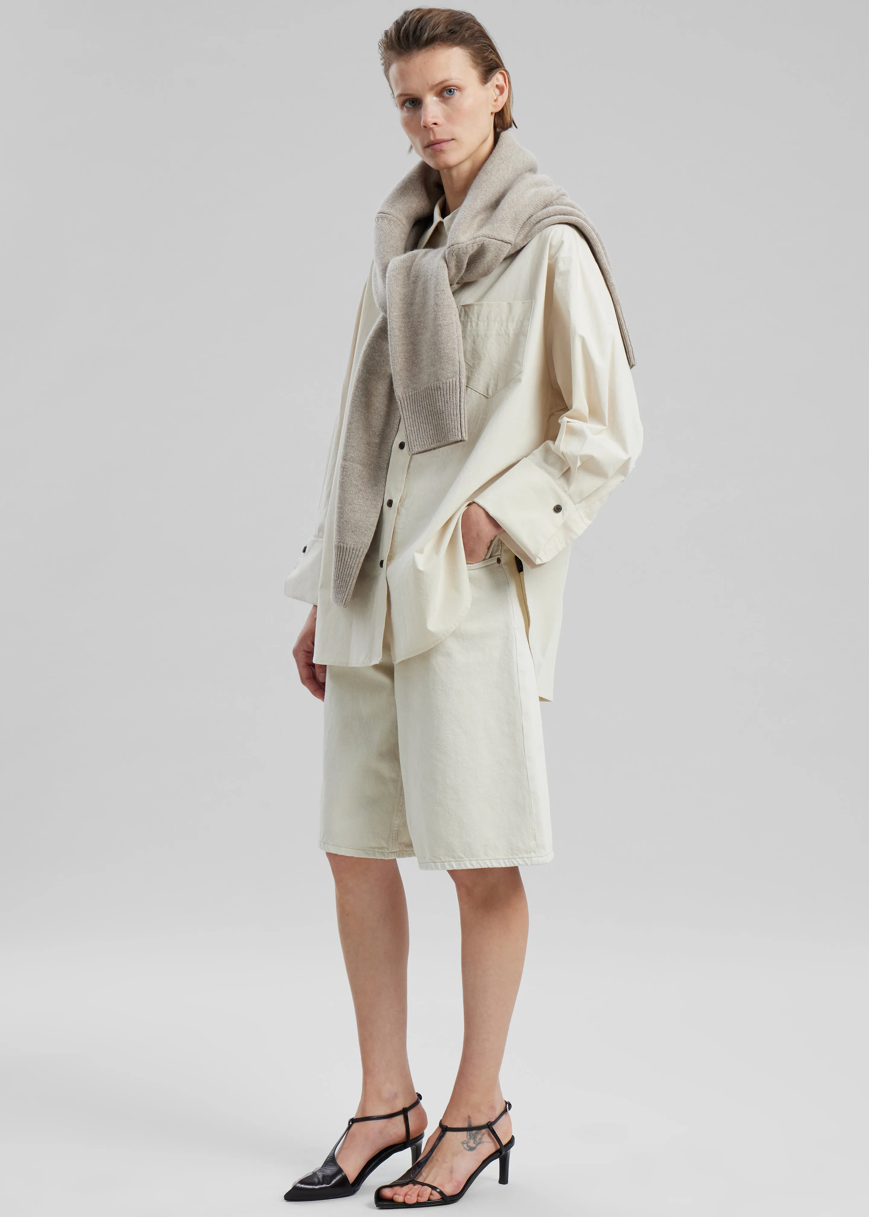 Zuri Boxy Button Up Shirt - Cream sold by Frankie Shop