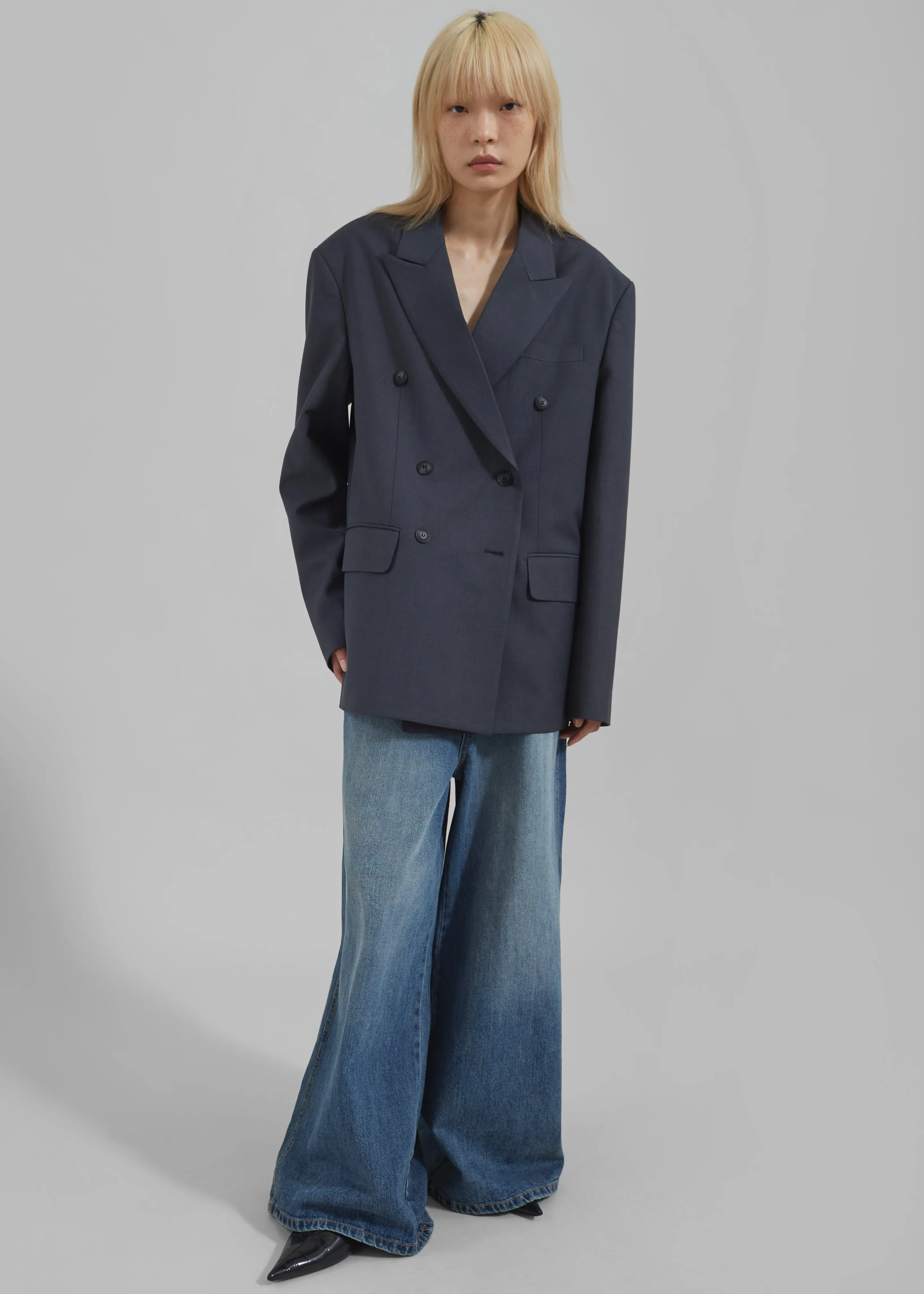 Carmen Double Breasted Blazer - Charcoal sold by Frankie Shop