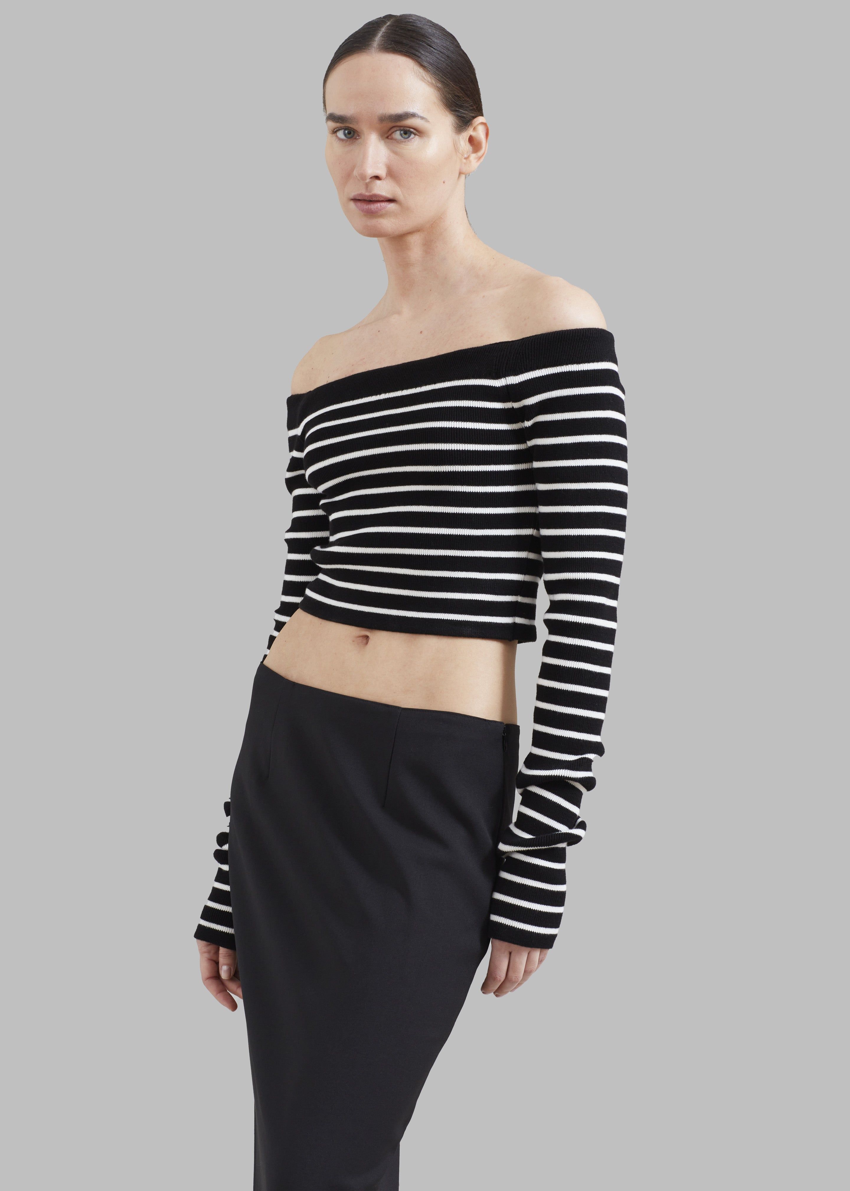 Coco Black Off Shoulder Sweater - White Stripe sold by Frankie Shop product image thumbnail 2