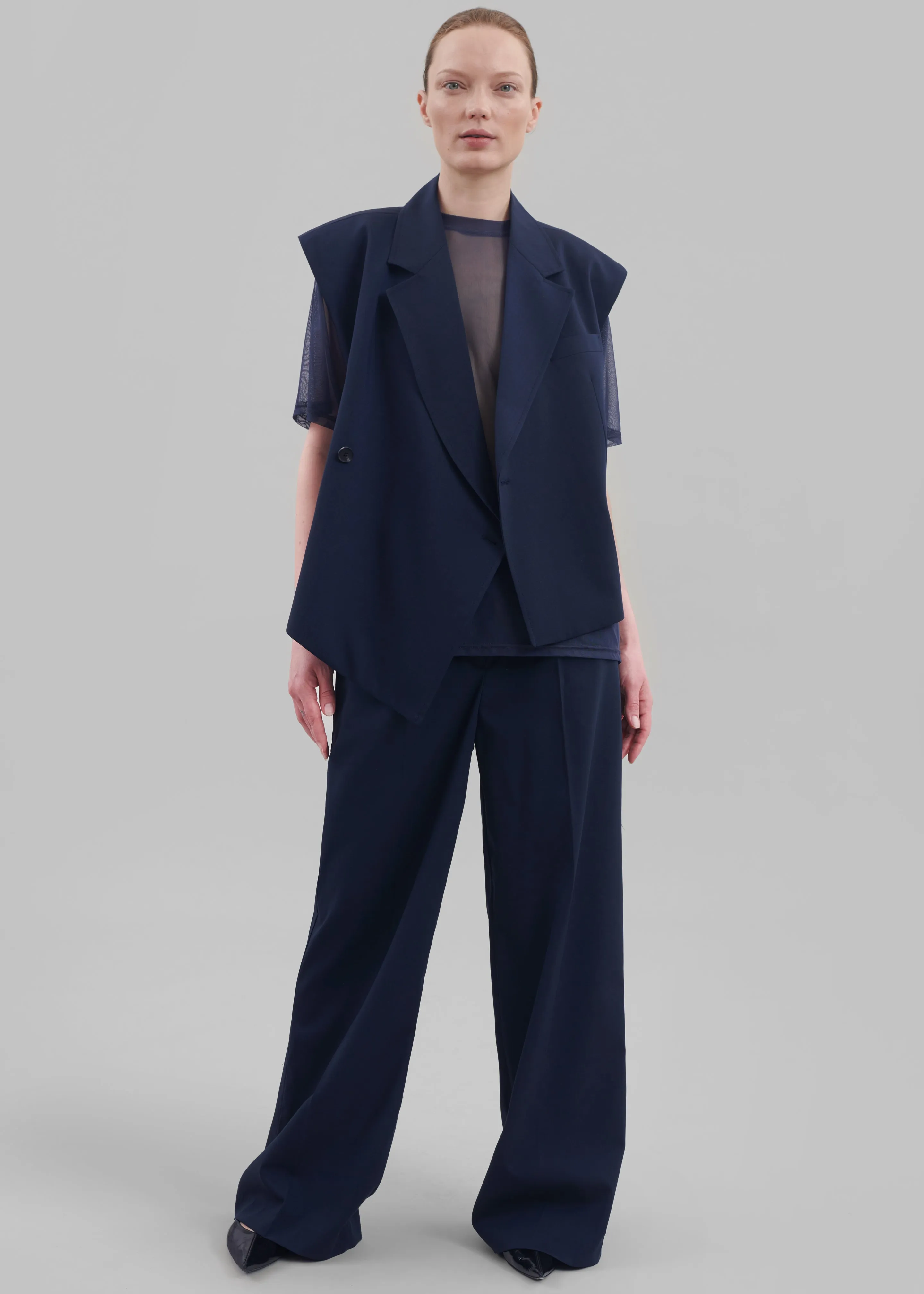 Alia Boxy Vest - Navy sold by Frankie Shop