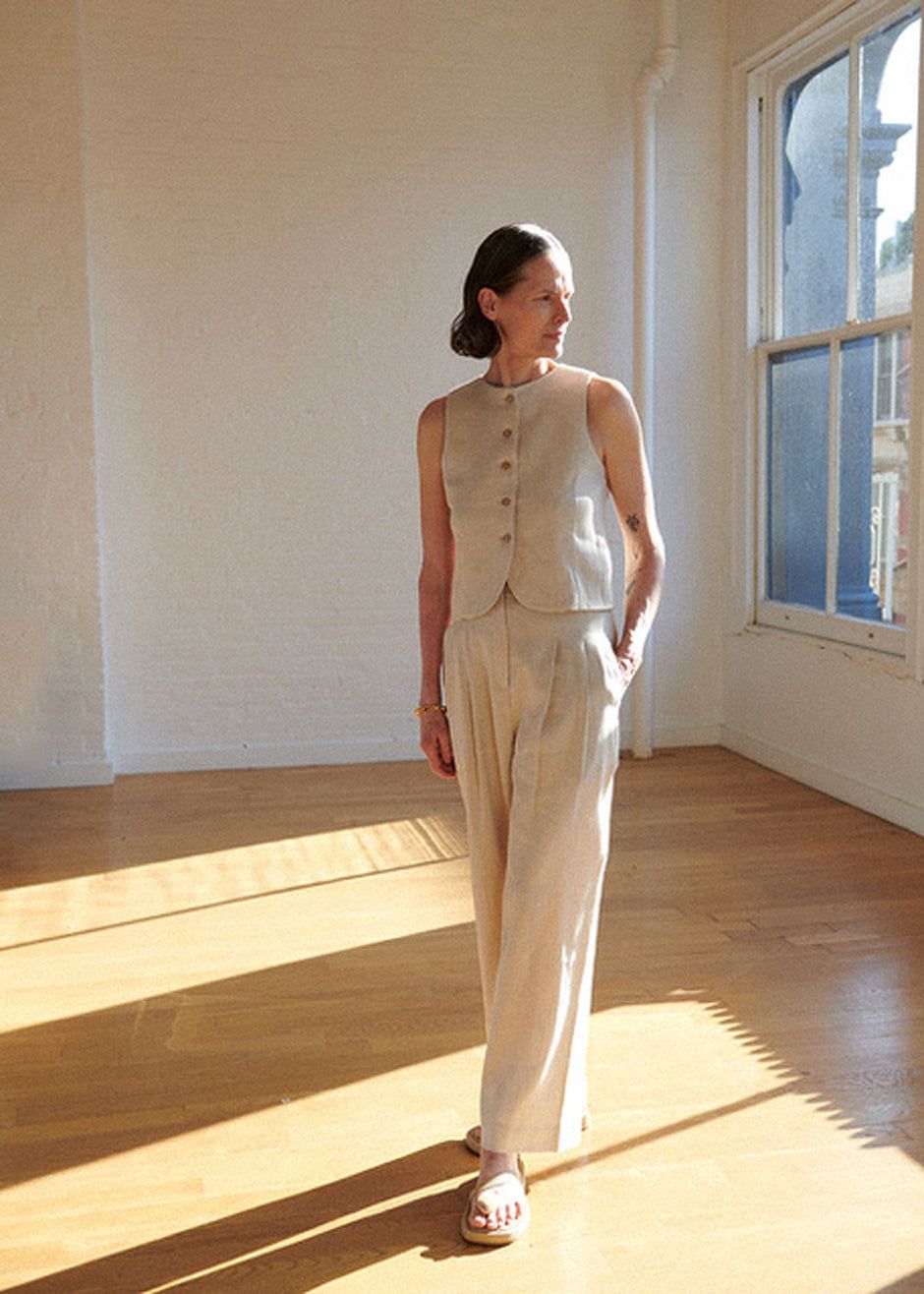 Maria Linen Vest - Beige sold by Frankie Shop product image thumbnail 3
