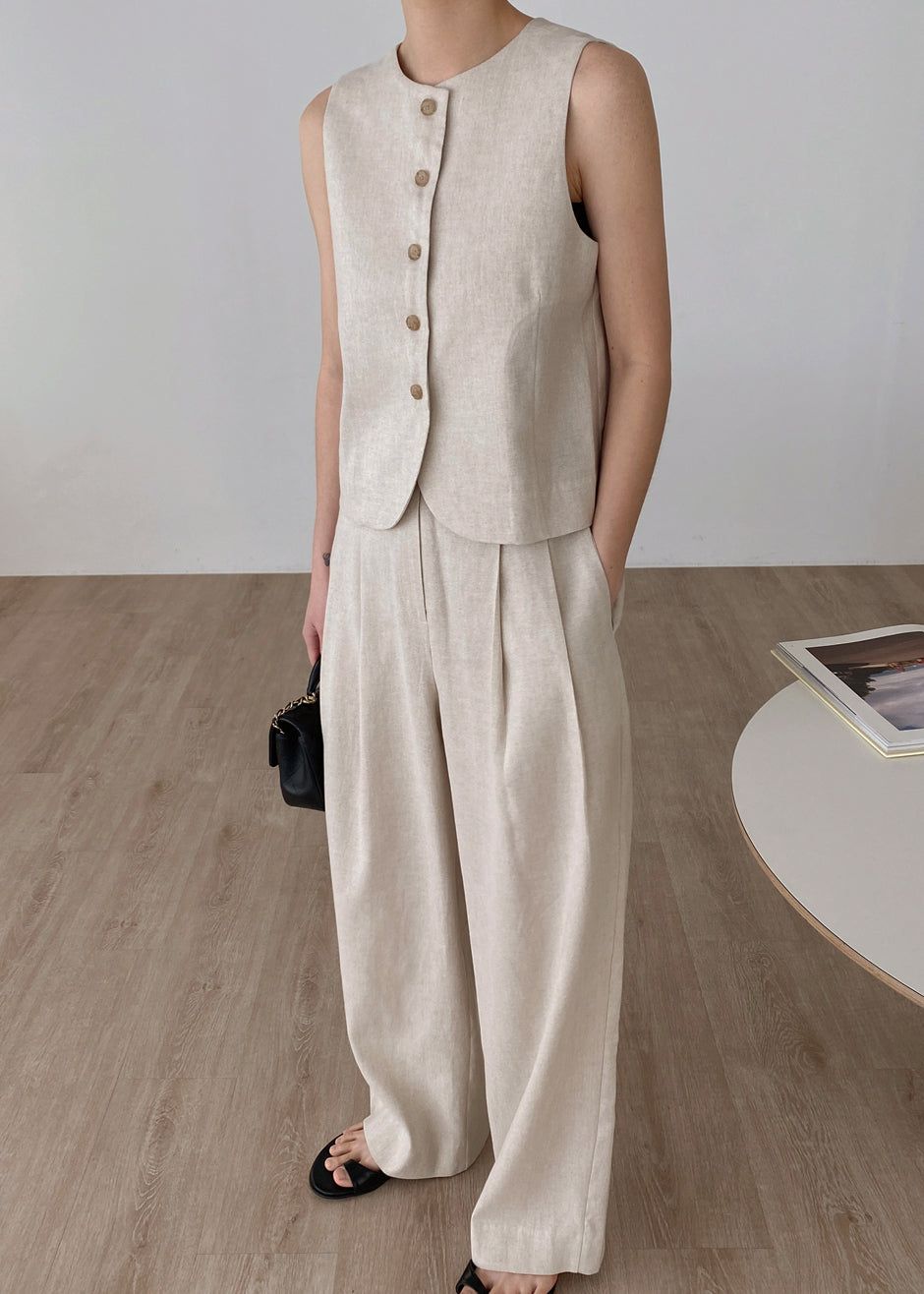 Maria Linen Vest - Beige sold by Frankie Shop