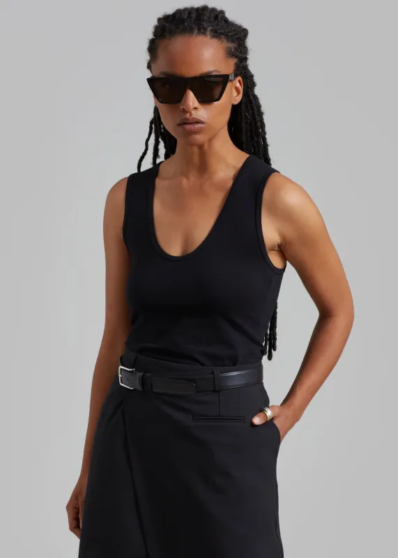 Matteau Deep U Tank - Black sold by Frankie Shop
