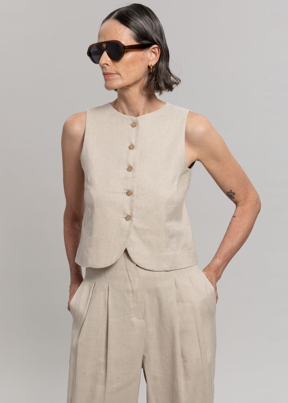 Maria Linen Vest - Beige sold by Frankie Shop product image thumbnail 2
