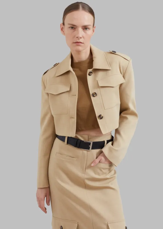 Eden Cropped Cargo Jacket - Beige made by Frankie Shop