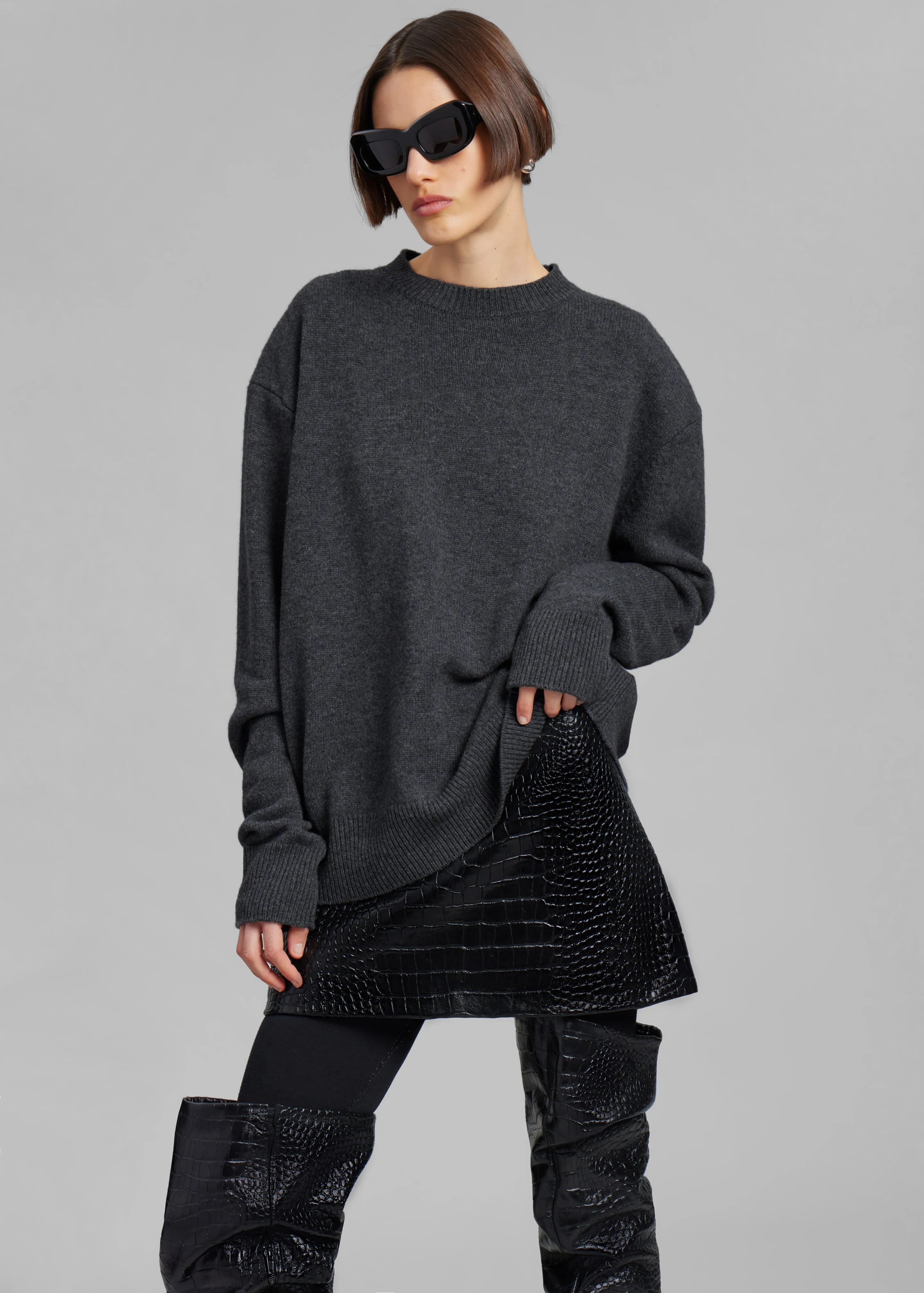 Mary Croc-Effect Mini Skirt - Black sold by Frankie Shop