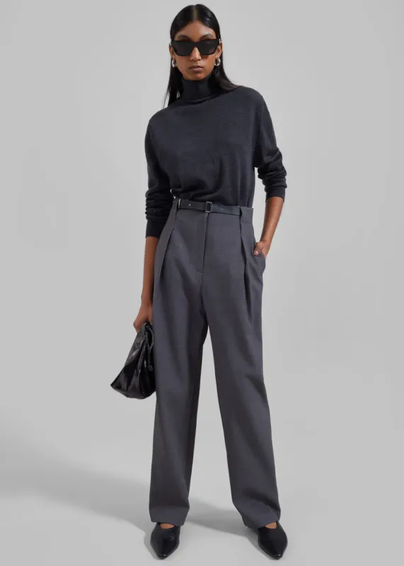 Corinne Belted Pants - Charcoal sold by Frankie Shop