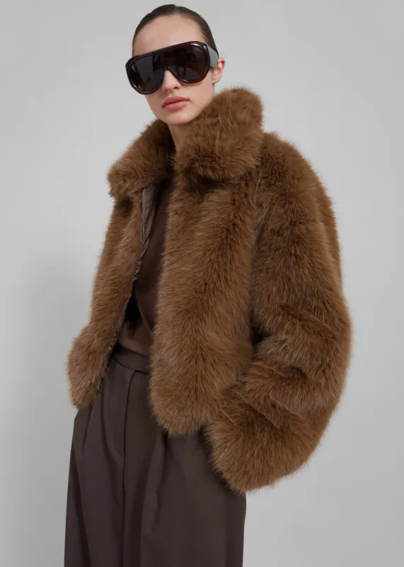 Nivala Faux Fur Hooded Jacket - Camel | Parallel