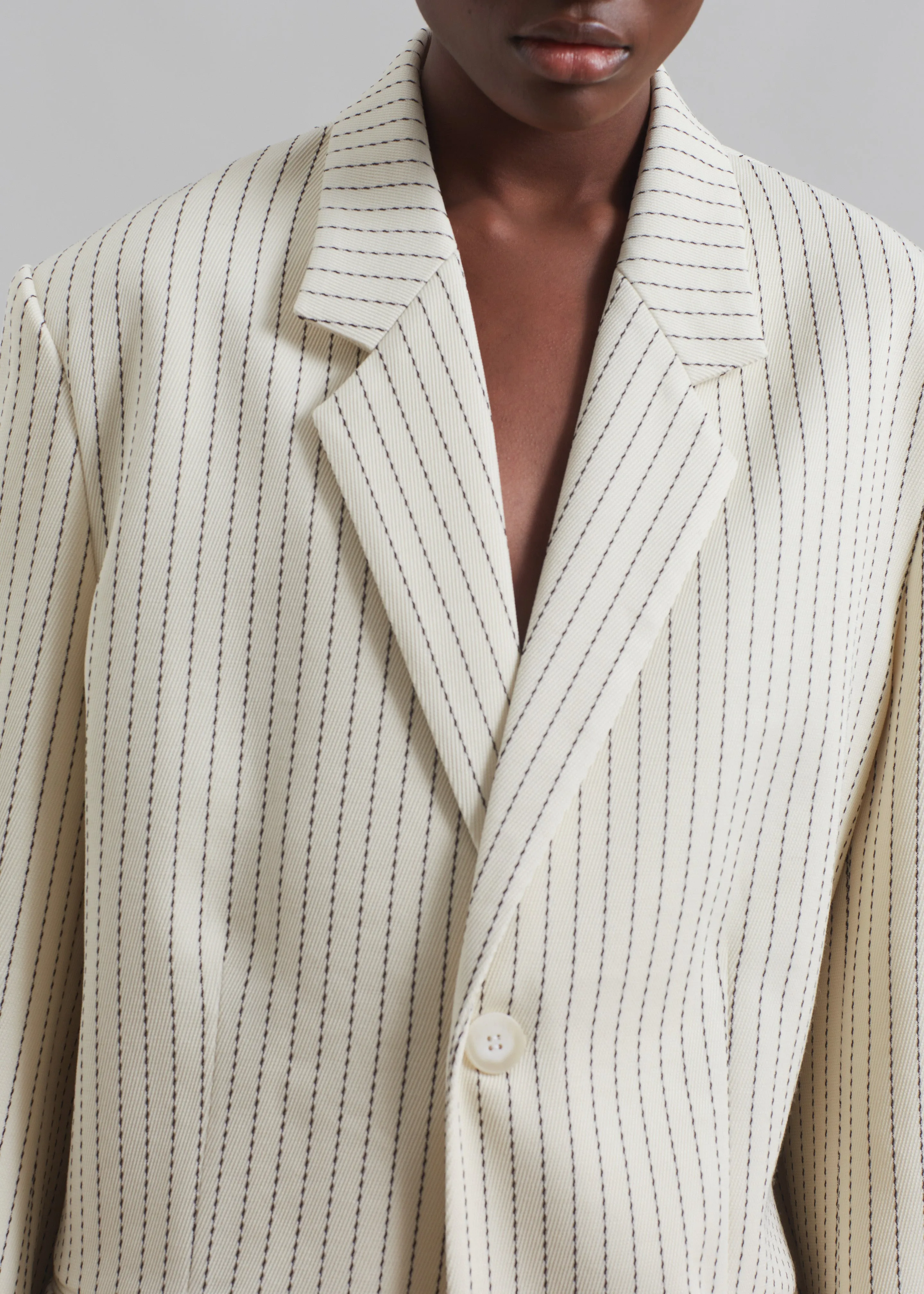 Aiden Twill Blazer - Light Beige/Black Pinstripe sold by Frankie Shop product image thumbnail 4