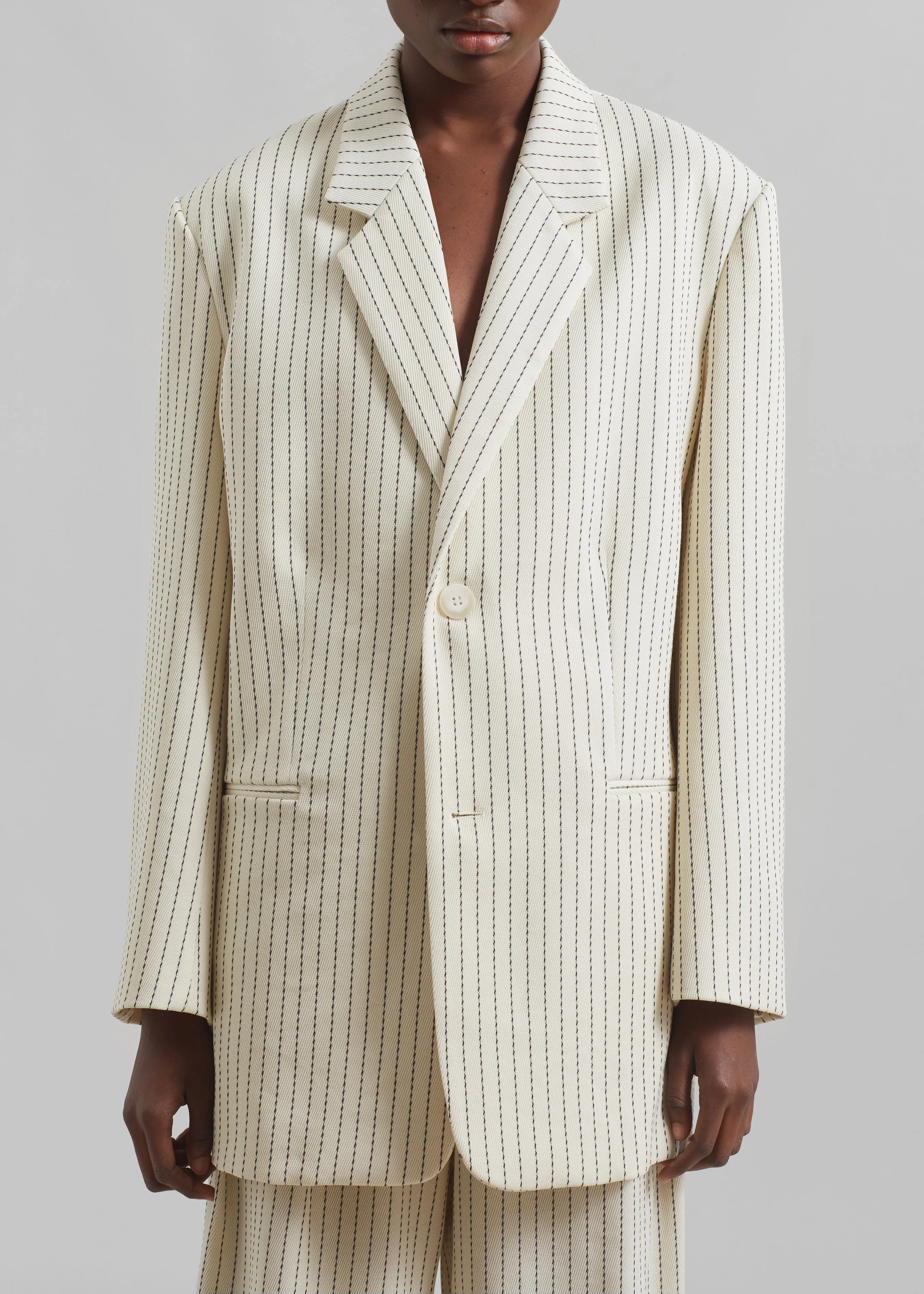 Aiden Twill Blazer - Light Beige/Black Pinstripe sold by Frankie Shop product image thumbnail 3