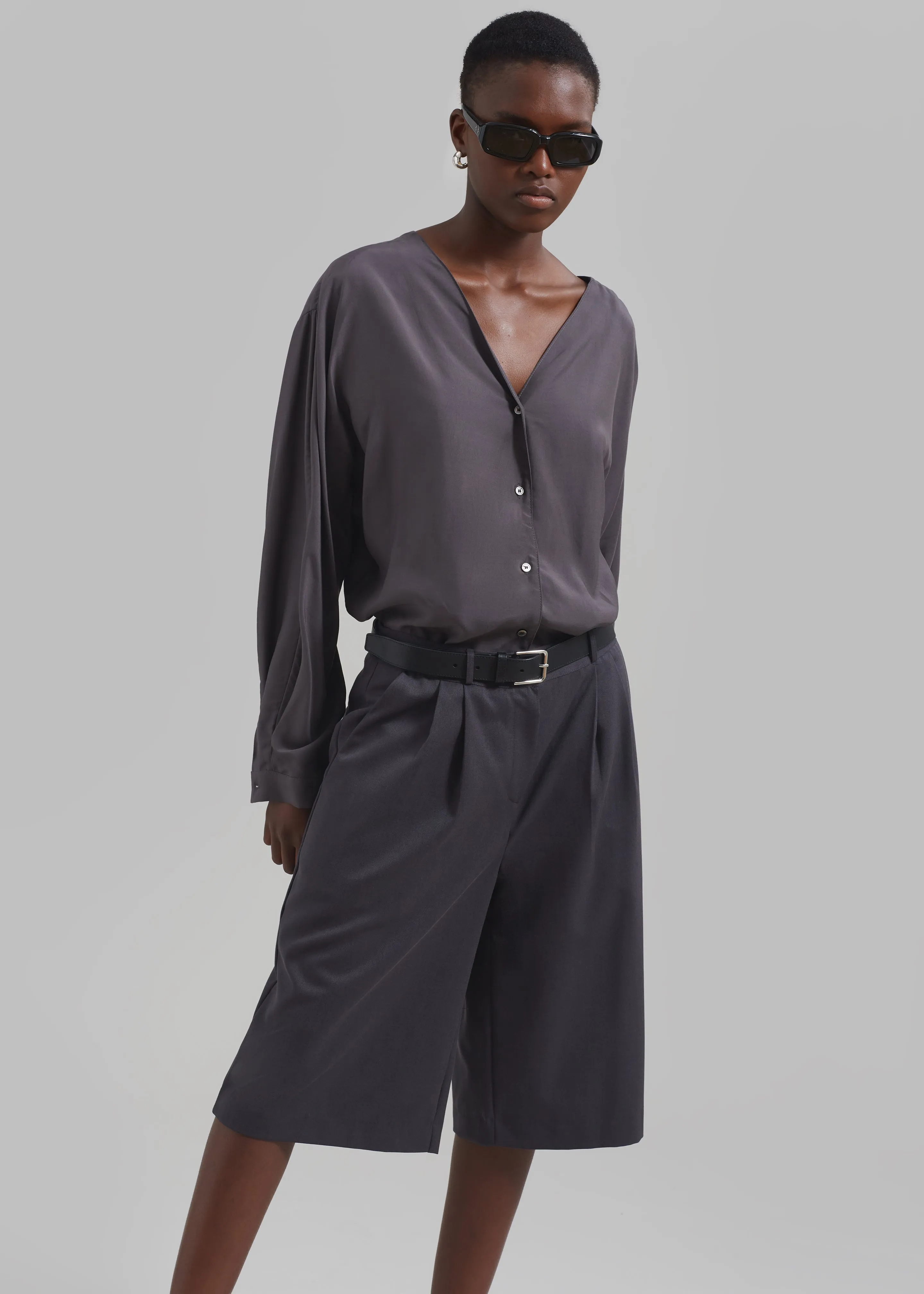 Wilma Pleated Bermuda Shorts - Charcoal sold by Frankie Shop product image thumbnail 5