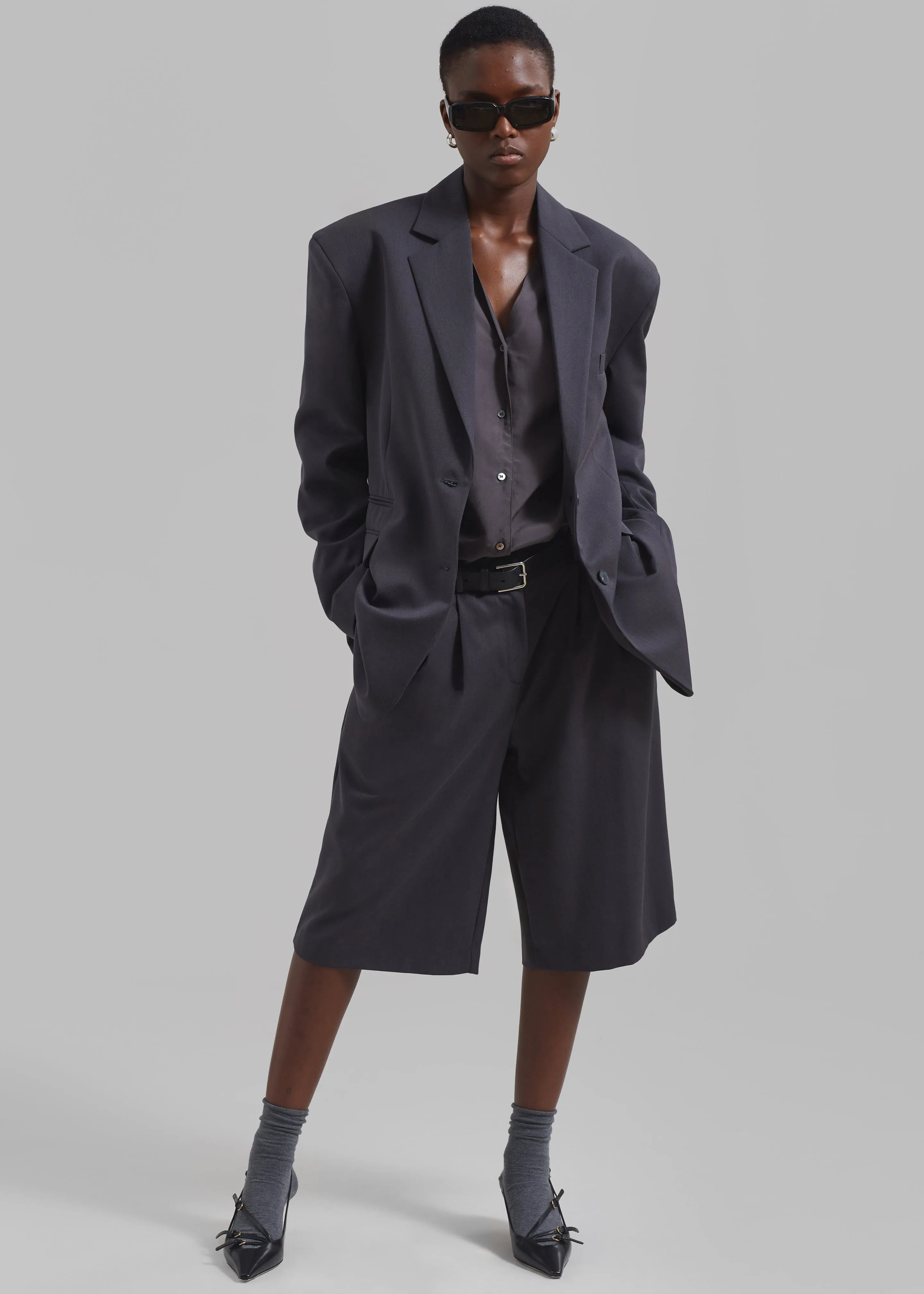 Wilma Pleated Bermuda Shorts - Charcoal sold by Frankie Shop product image thumbnail 4