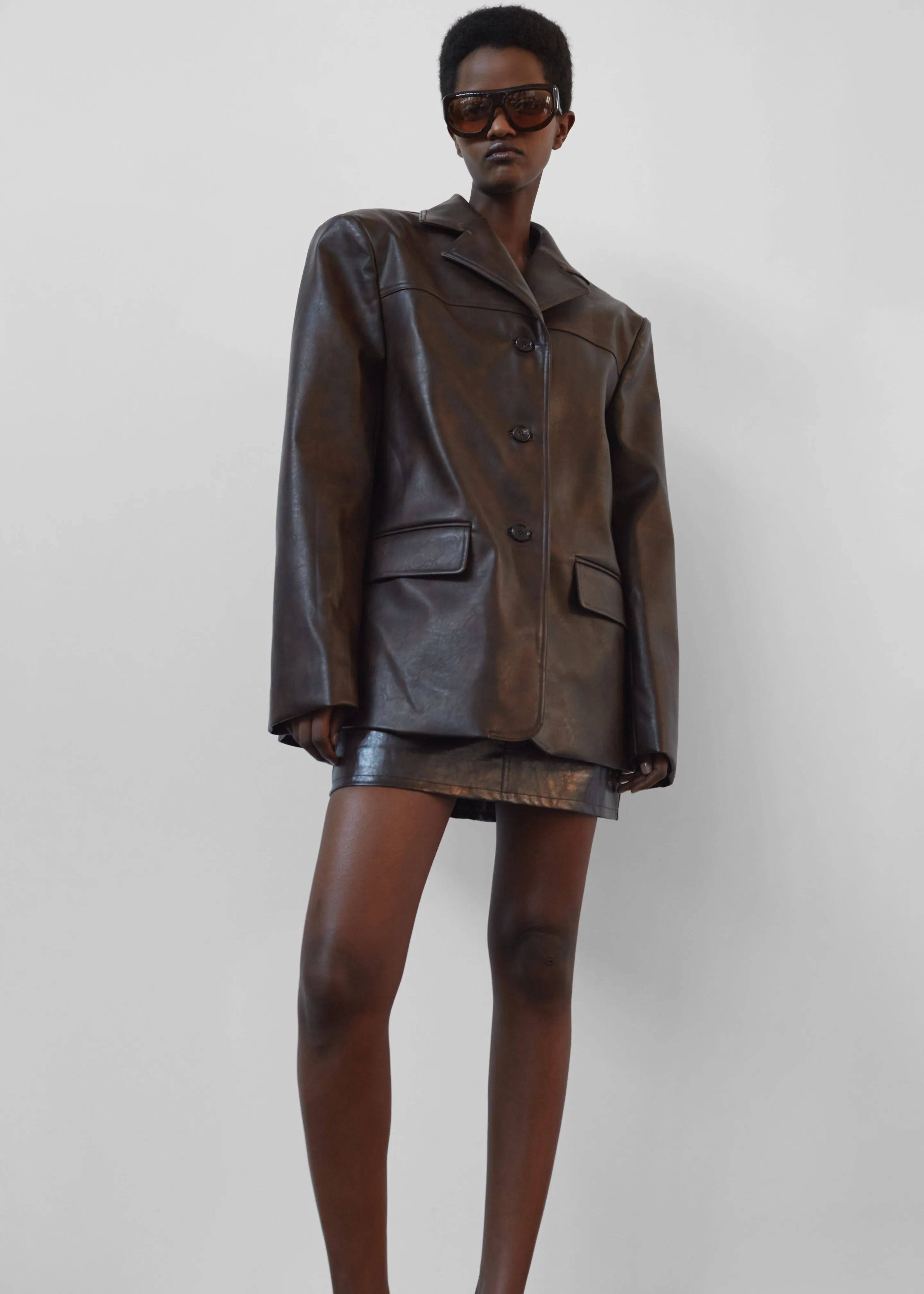 Alessandra Faux Leather Blazer - Brown sold by Frankie Shop product image thumbnail 2