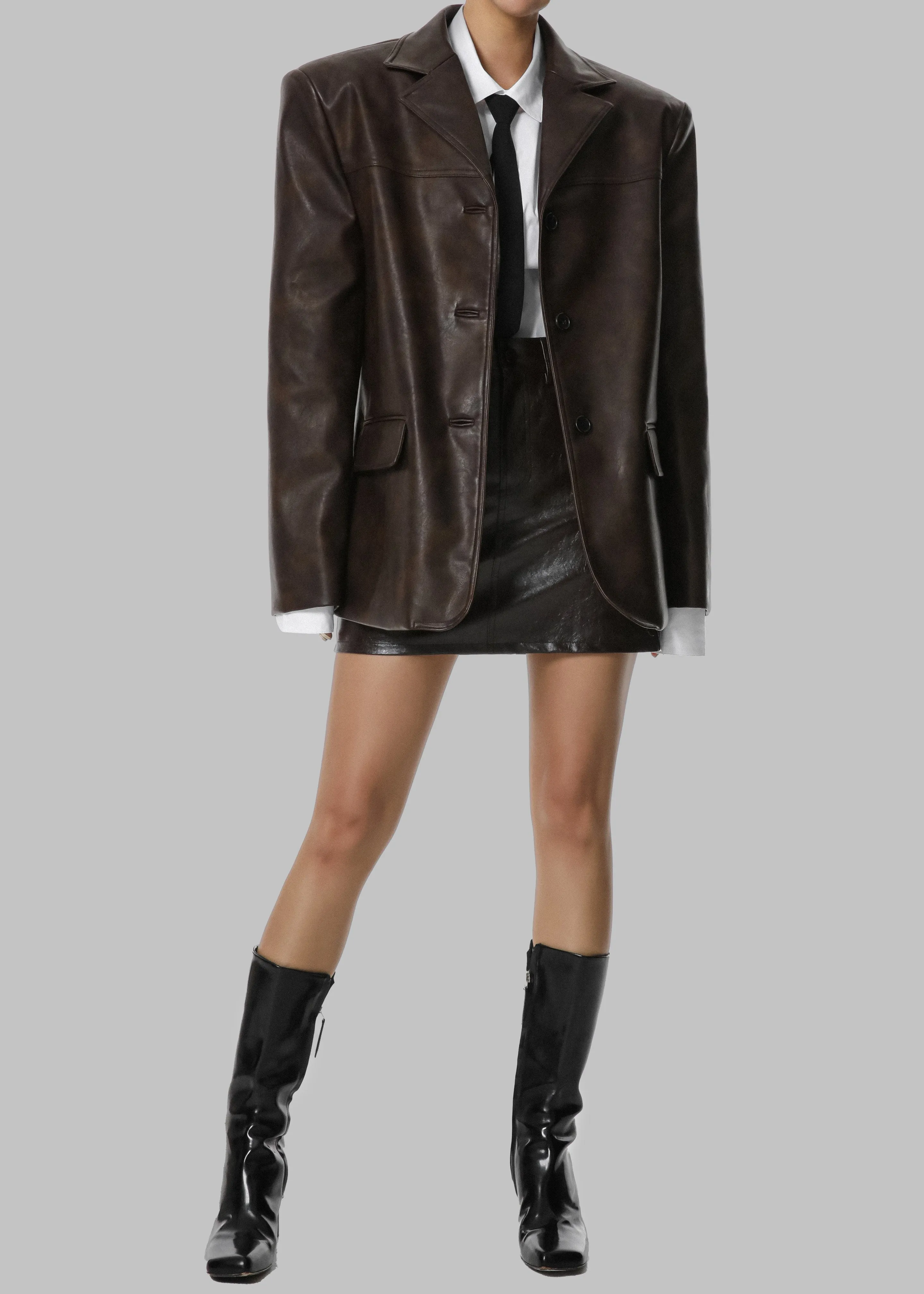 Alessandra Faux Leather Blazer - Brown sold by Frankie Shop product image thumbnail 3