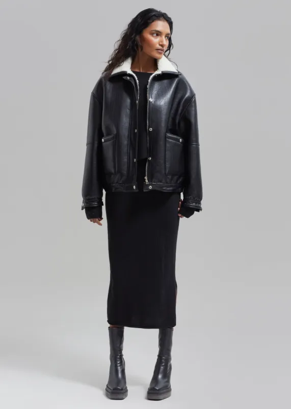 Arin Faux Leather Jacket - Black sold by Frankie Shop