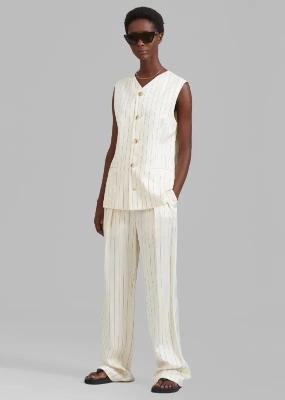 Loulou Studio Cetina Vest - Striped Beige made by Frankie Shop