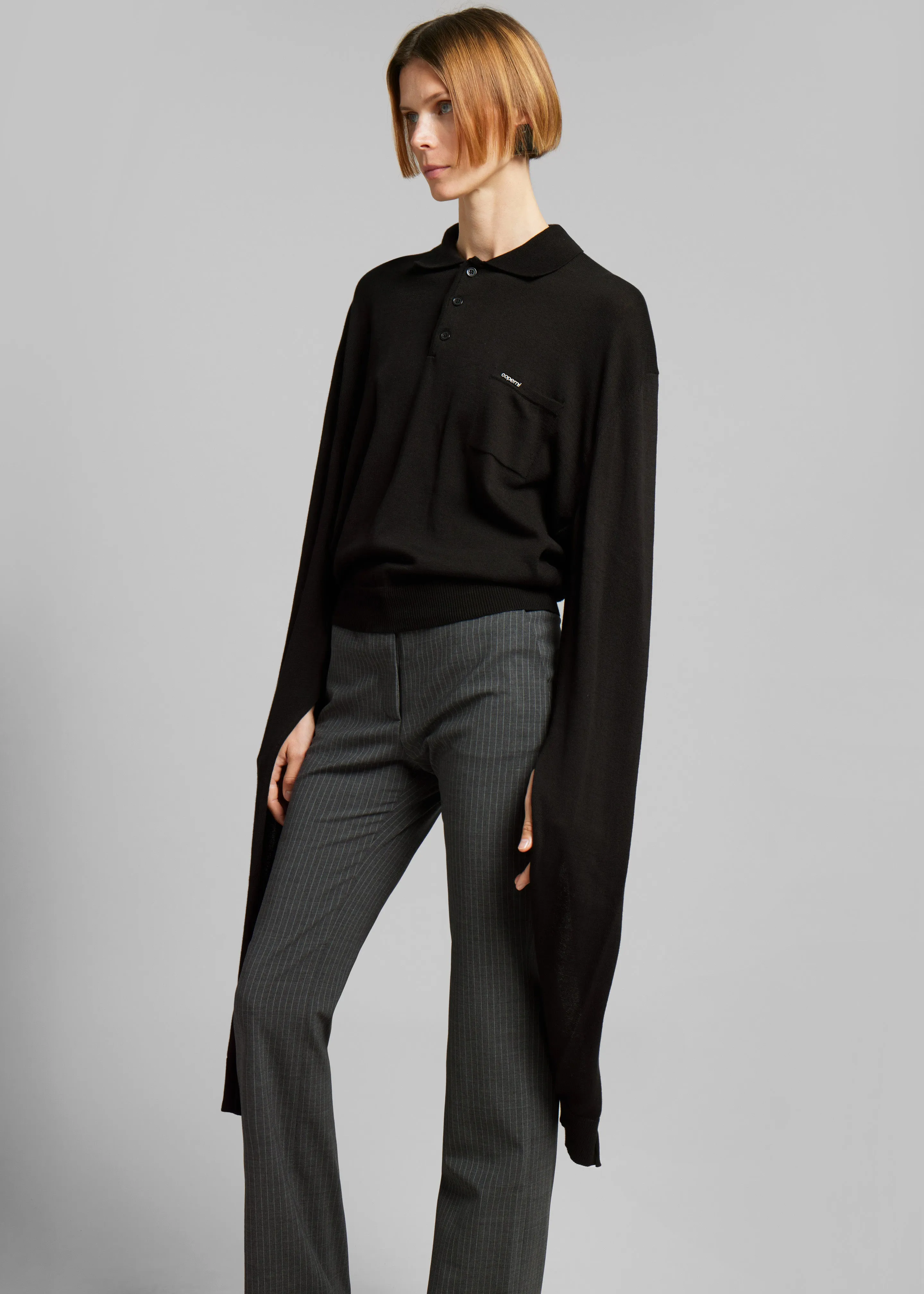 Coperni Knotted Sleeves Polo Jumper - Black sold by Frankie Shop product image thumbnail 3