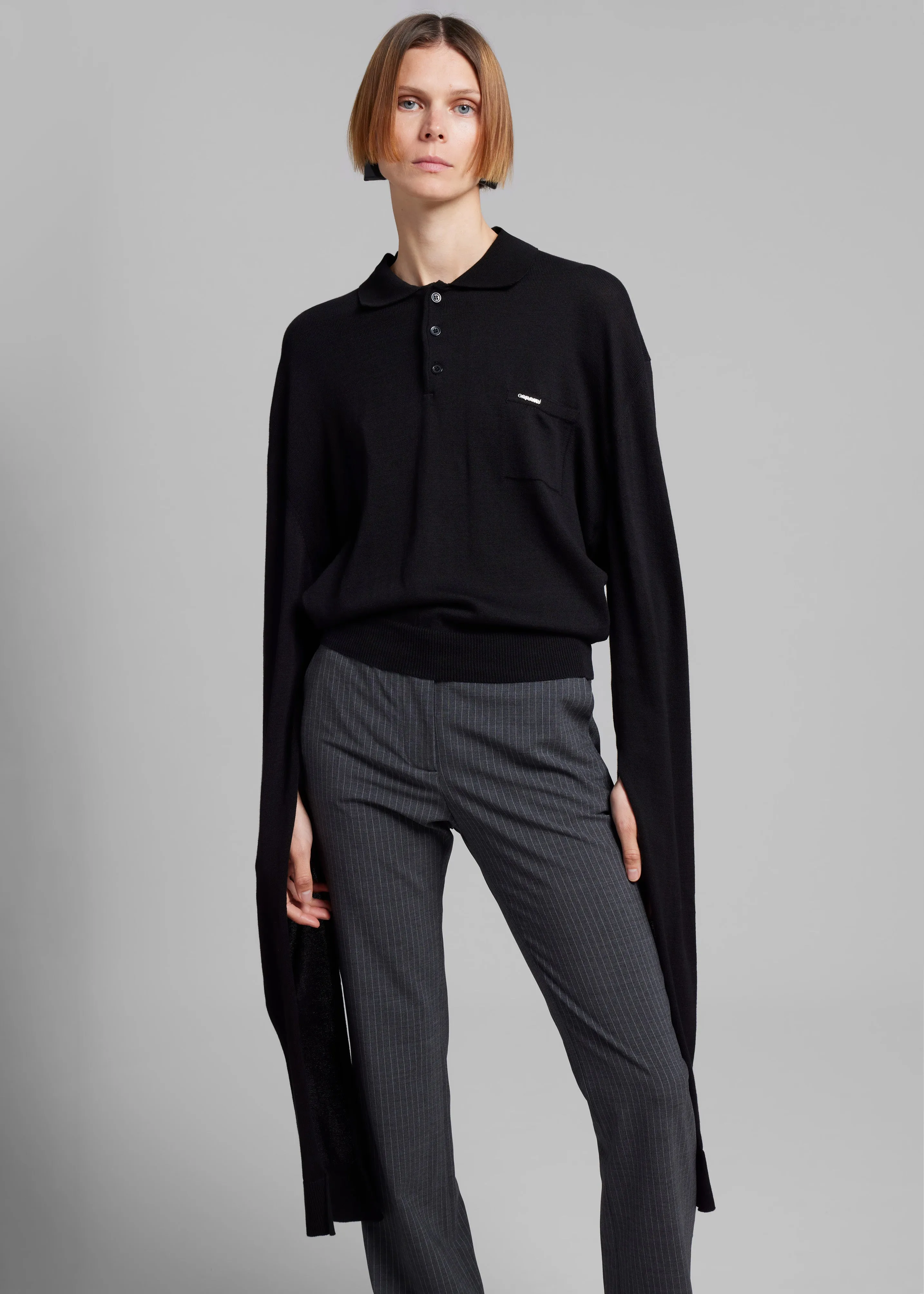 Coperni Knotted Sleeves Polo Jumper - Black sold by Frankie Shop product image thumbnail 5