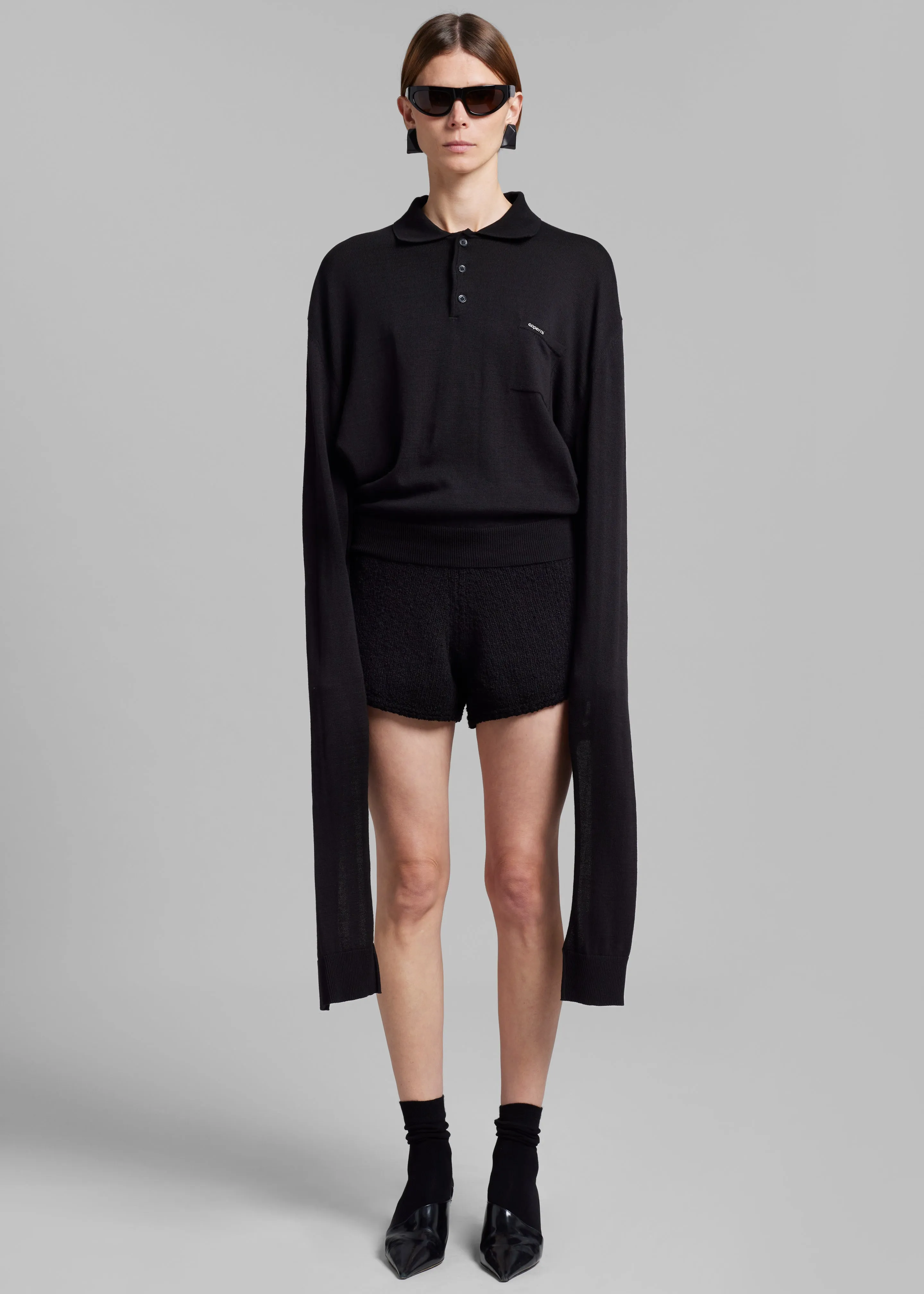 Coperni Knotted Sleeves Polo Jumper - Black sold by Frankie Shop product image thumbnail 2