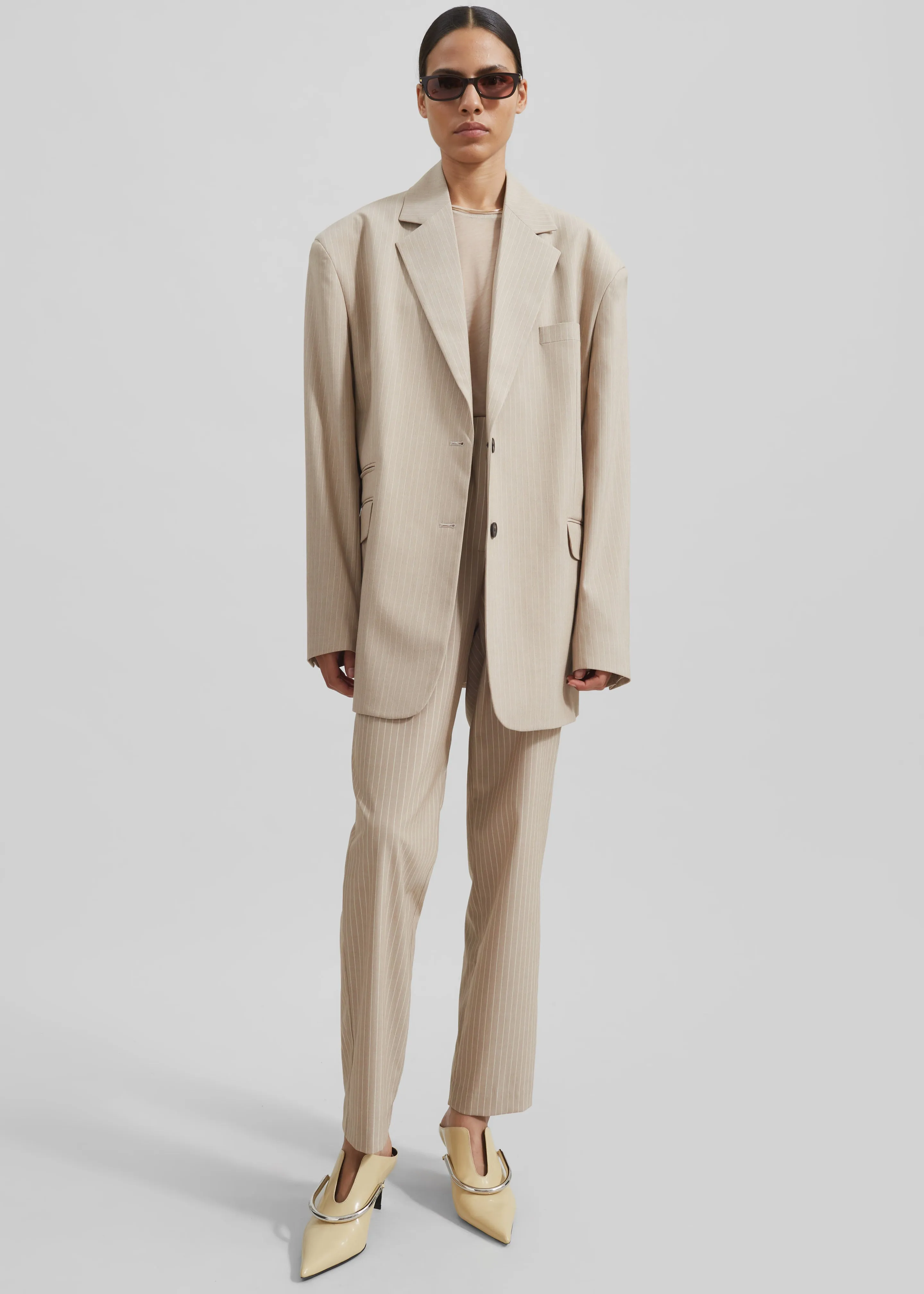 Stasia Blazer - Beige Stripe sold by Frankie Shop