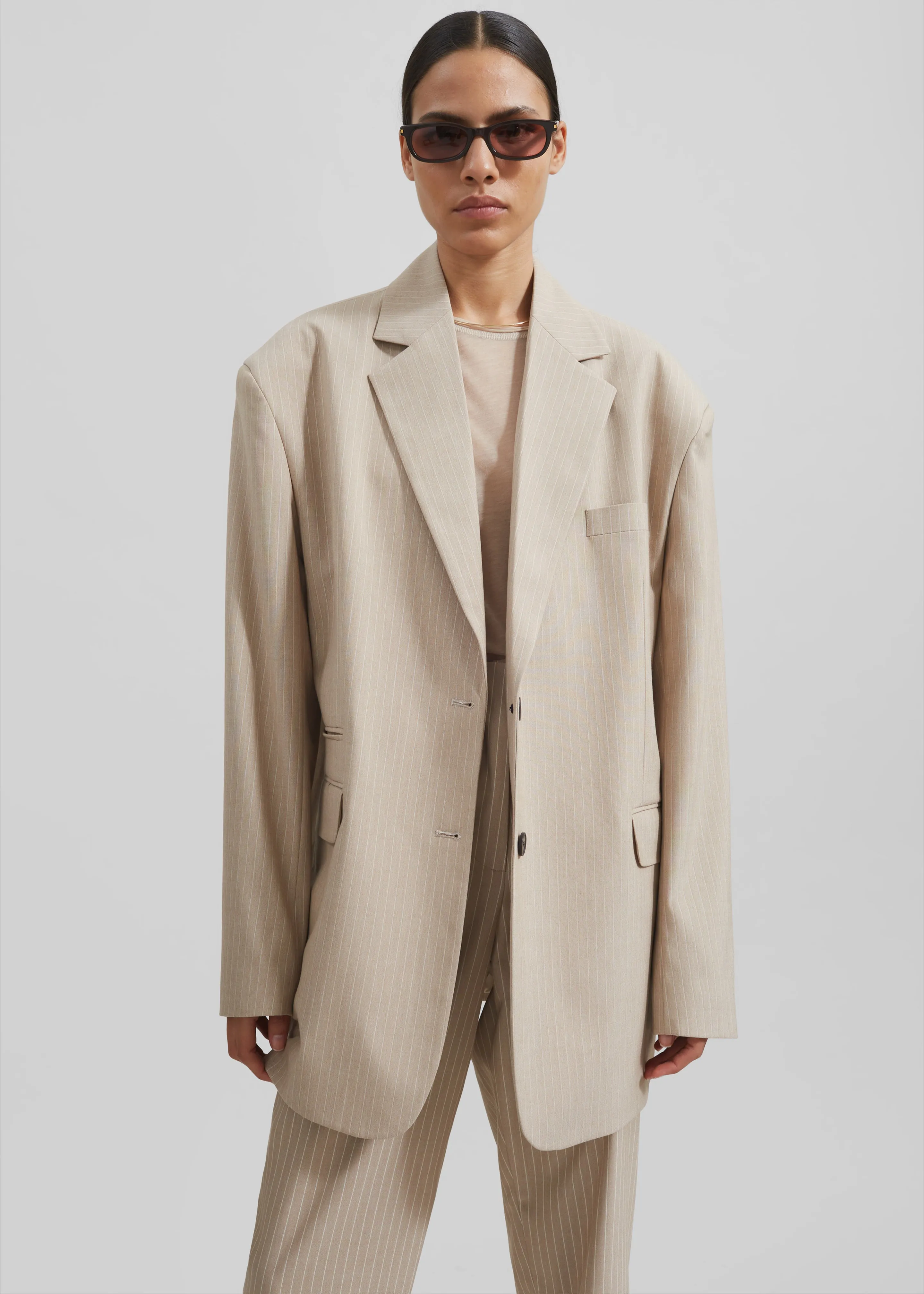 Stasia Blazer - Beige Stripe sold by Frankie Shop product image thumbnail 2