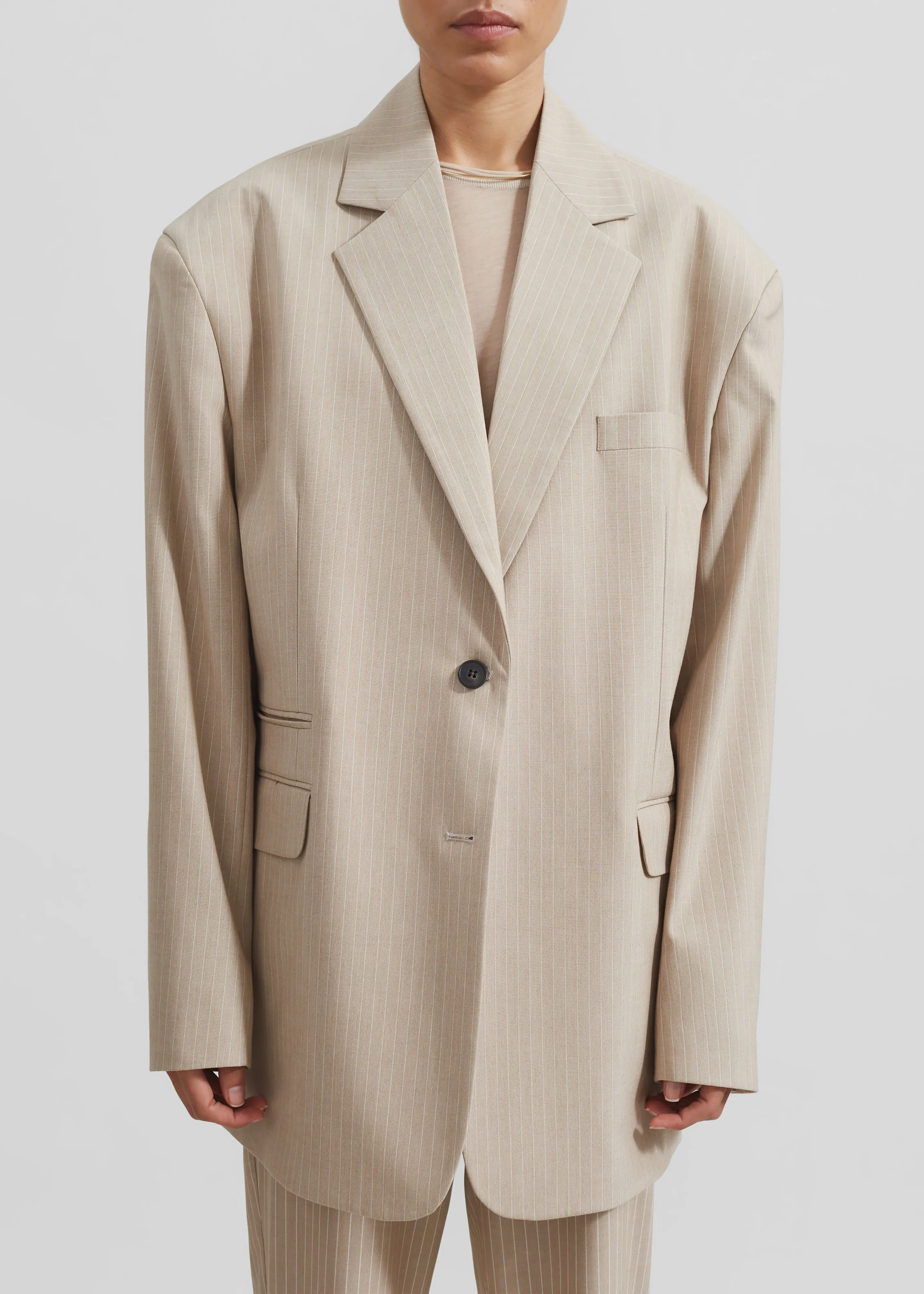 Stasia Blazer - Beige Stripe sold by Frankie Shop product image thumbnail 4