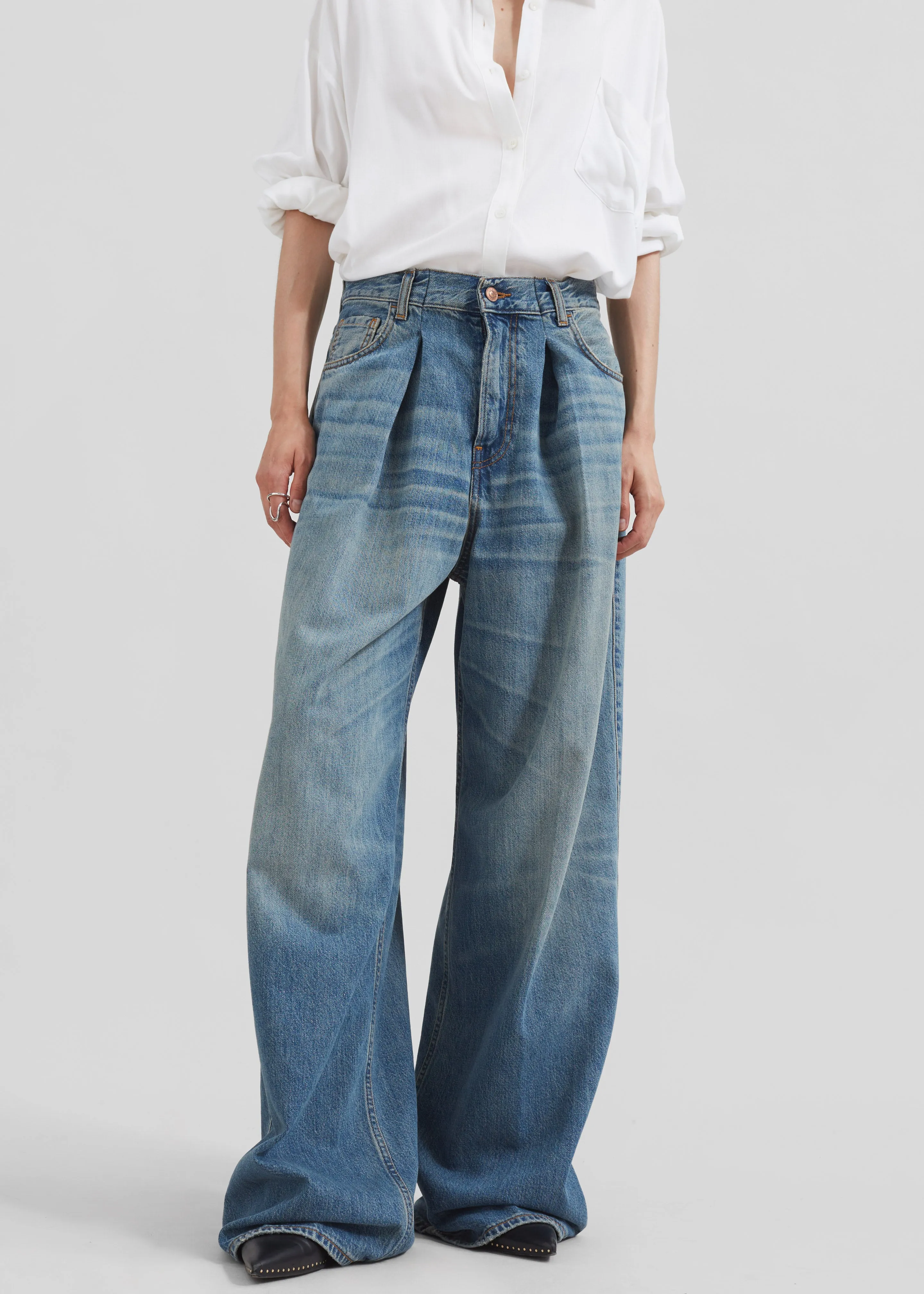 Haikure Candy Pleated Wide Leg Jeans - Blue Tencel sold by Frankie Shop product image thumbnail 2