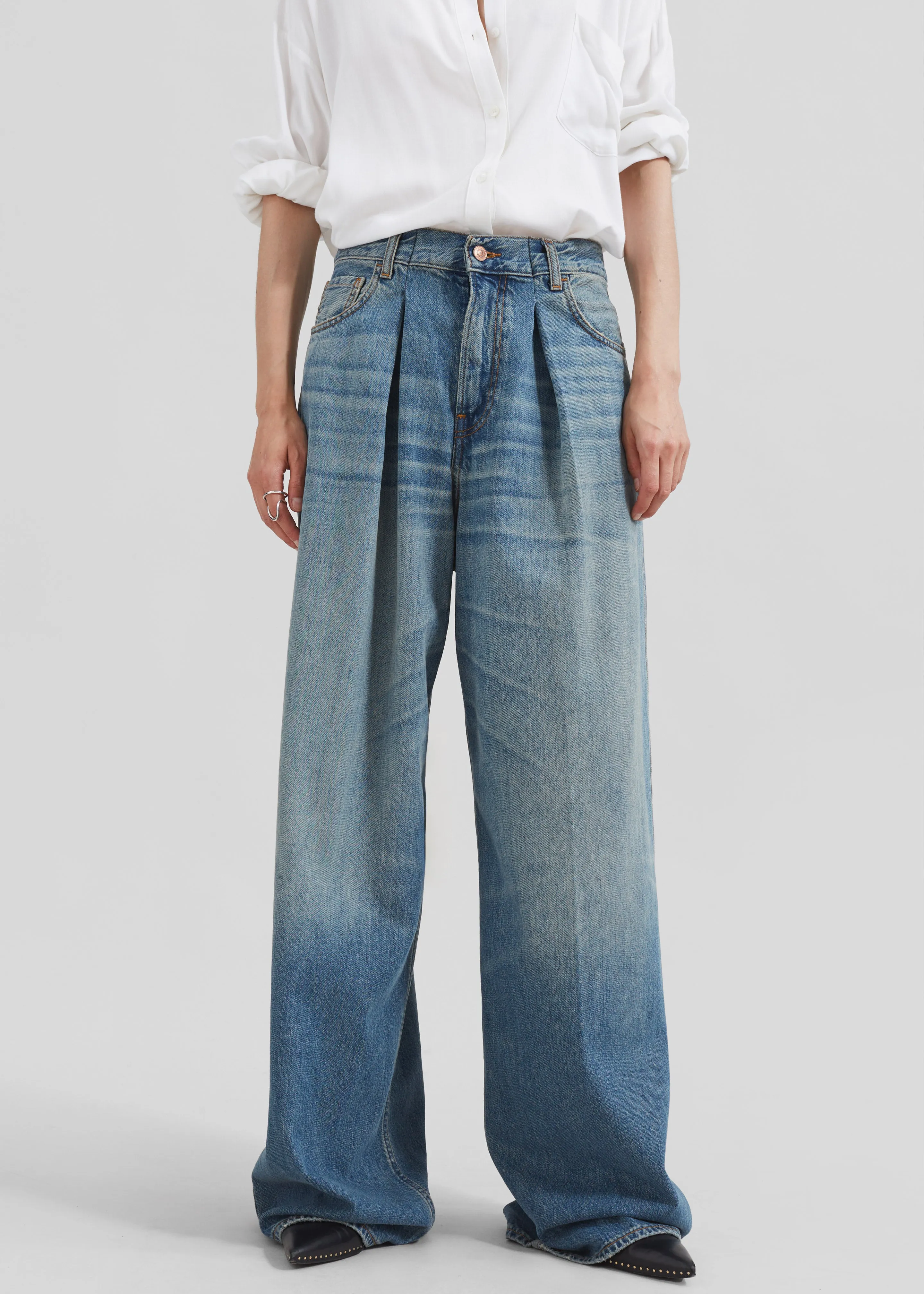 Haikure Candy Pleated Wide Leg Jeans - Blue Tencel sold by Frankie Shop product image thumbnail 5