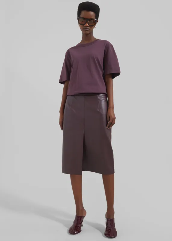 Brooklyn Faux Leather Midi Skirt - Burgundy sold by Frankie Shop