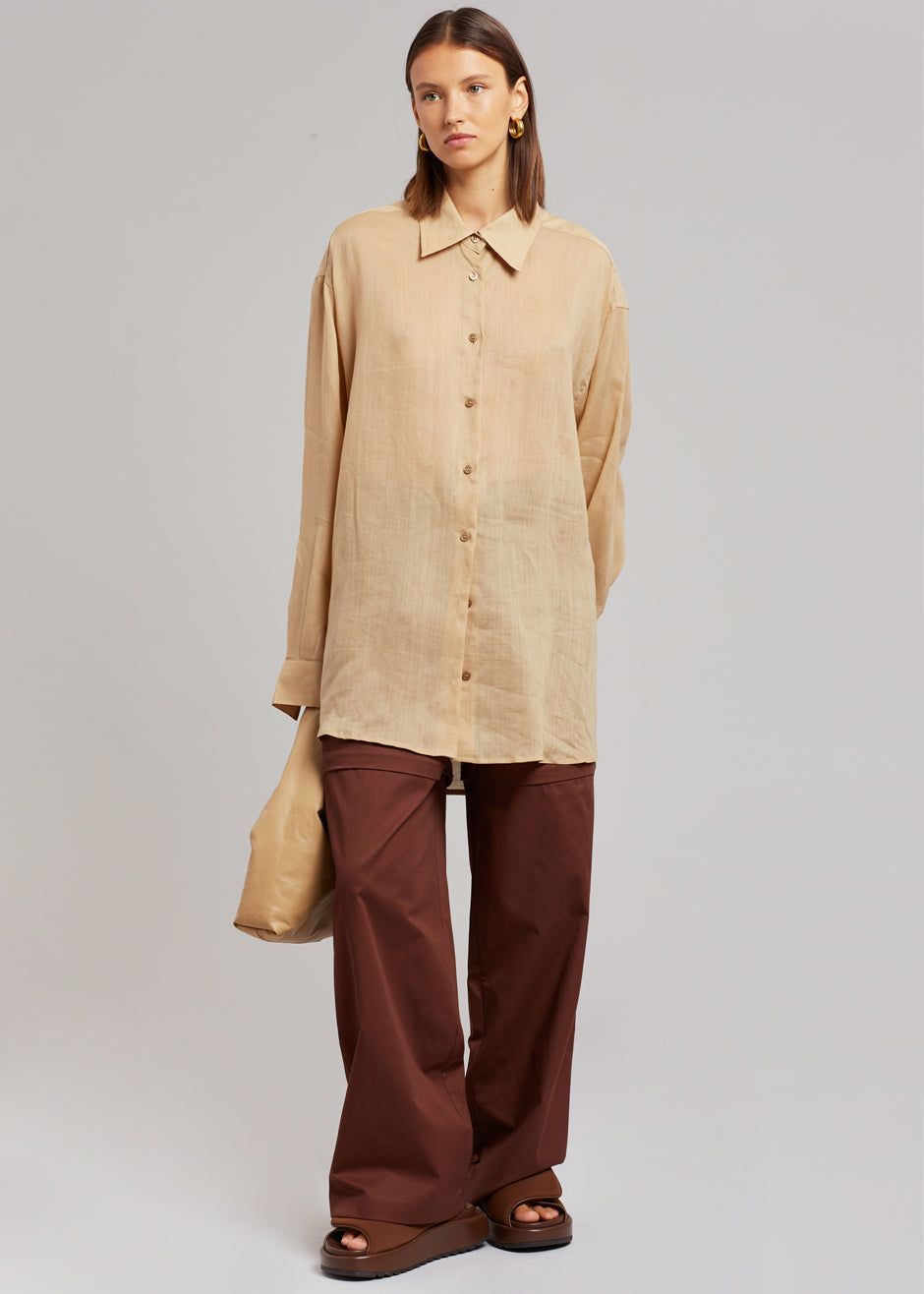 Marlow Oversized Linen Shirt - Camel sold by Frankie Shop product image thumbnail 4
