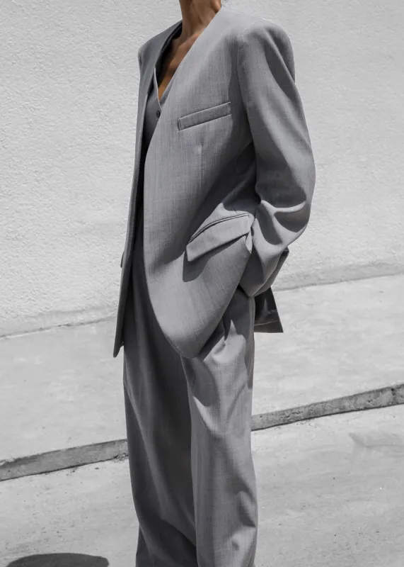 Gillian Collarless Blazer - Grey sold by Frankie Shop