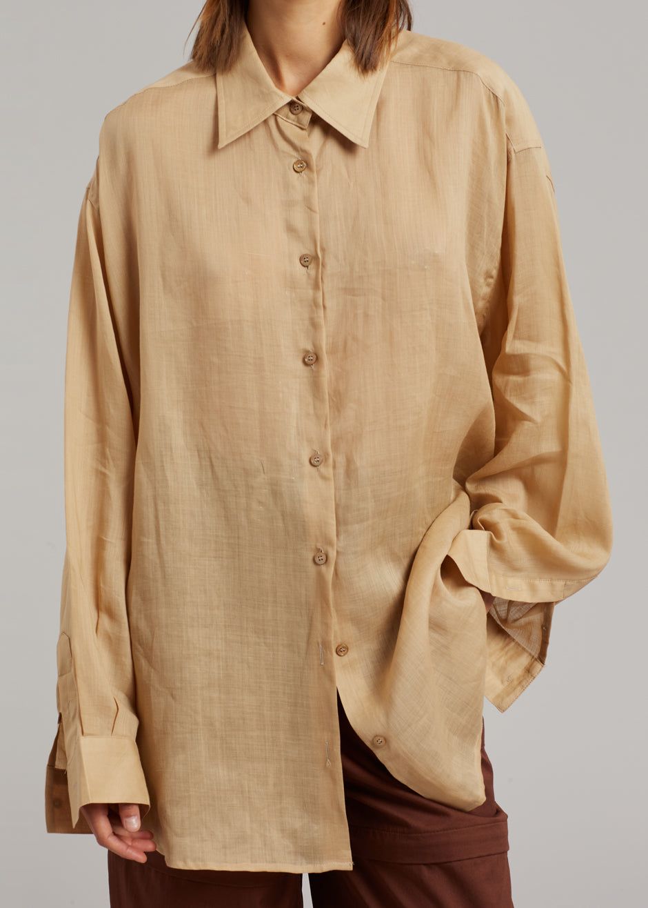 Marlow Oversized Linen Shirt - Camel sold by Frankie Shop product image thumbnail 5