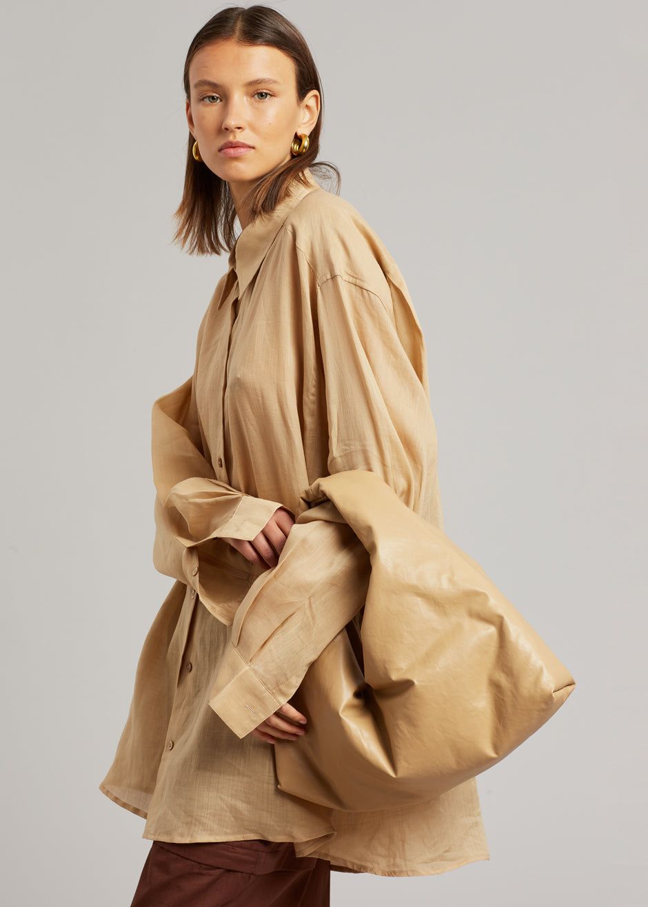 Marlow Oversized Linen Shirt - Camel sold by Frankie Shop product image thumbnail 6